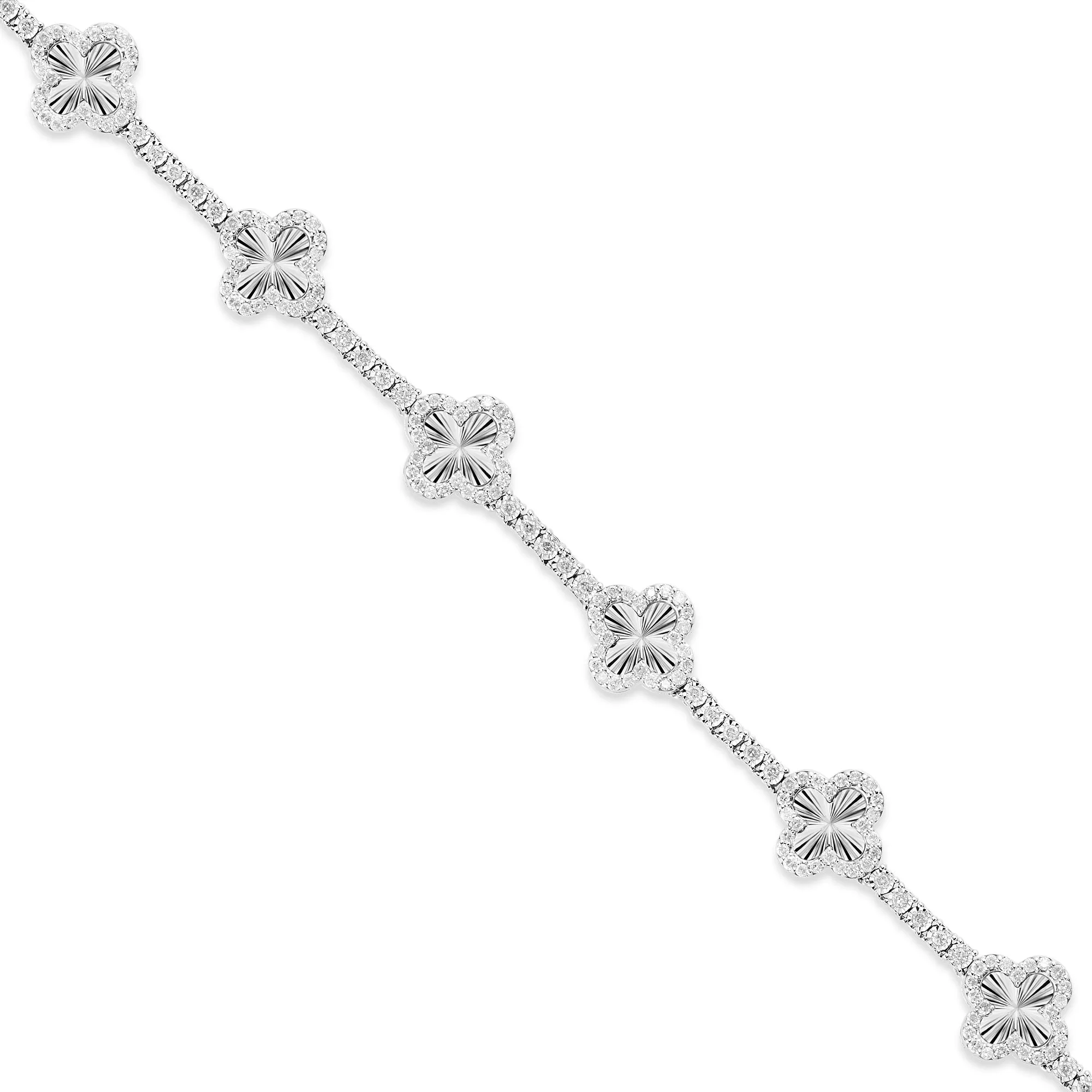 10k Gold Diamond Full Clover Tennis Bracelet with Gold Accents