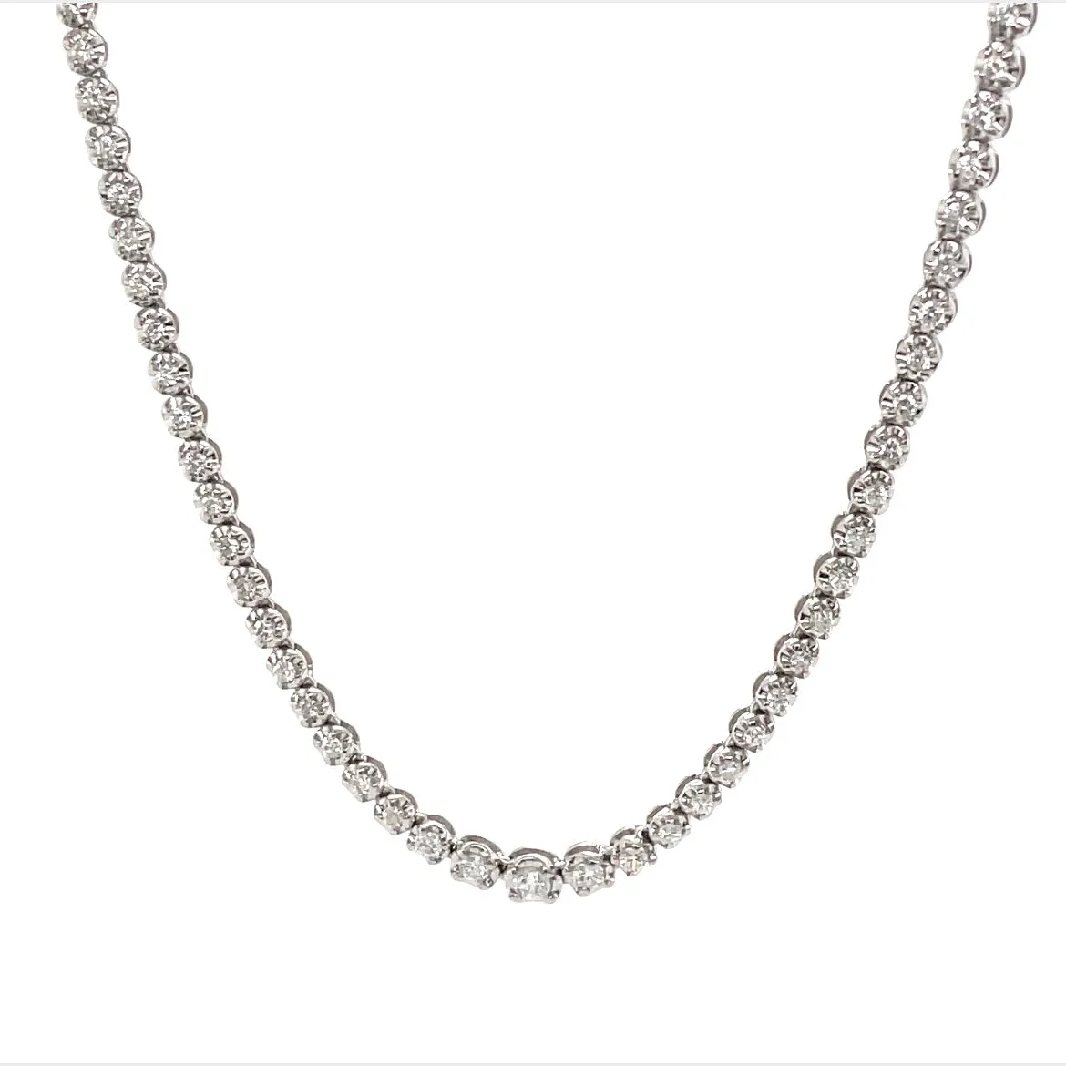 14k Shared Prong Diamond Tennis Necklace