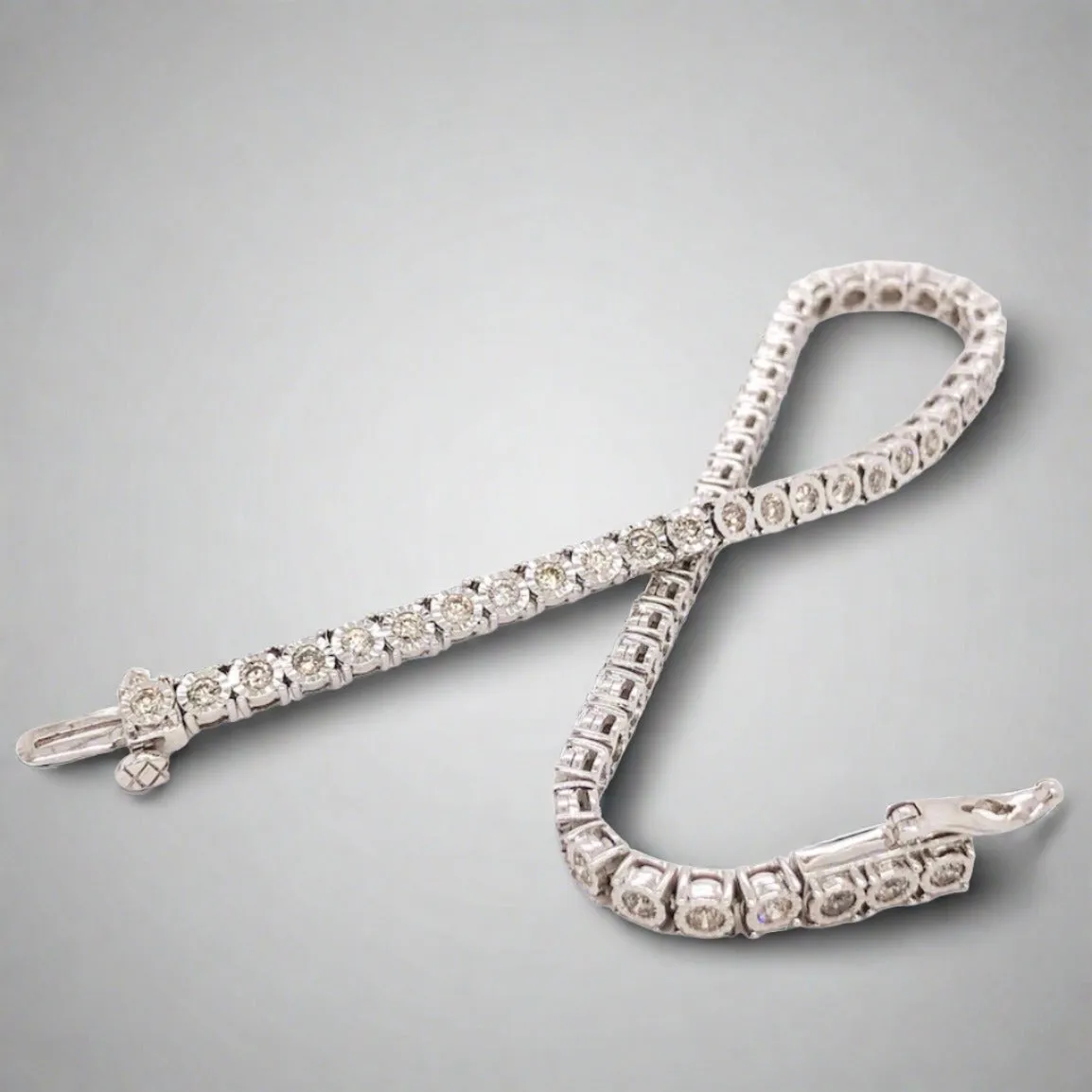 14K W Gold 2.00cttw Miracle Set J/SI3 Diamond Tennis Bracelet