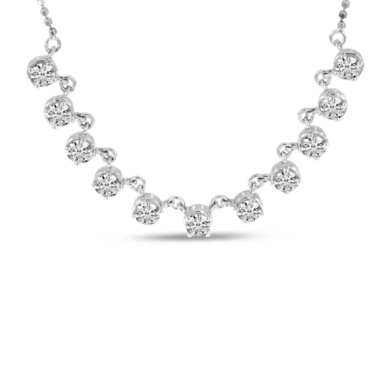 14K White Gold 0.88cttw. Diamond 11 Stone Tennis Necklace