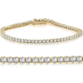 14K Yellow Gold 2.15 Ct Real Diamond Tennis Bracelet Round Brilliant Cut