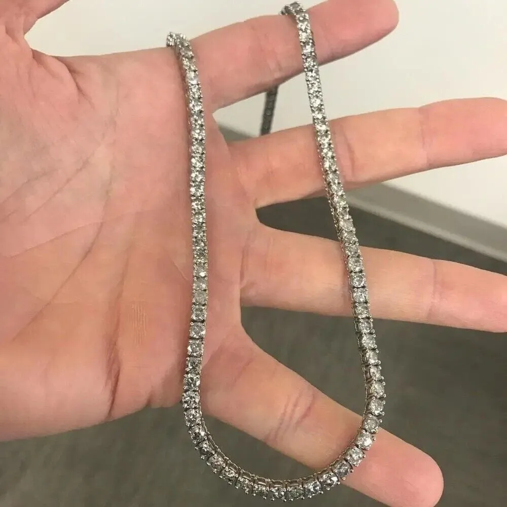 16" 20Ct Diamond Tennis Necklace 14k White Gold Lab Grown