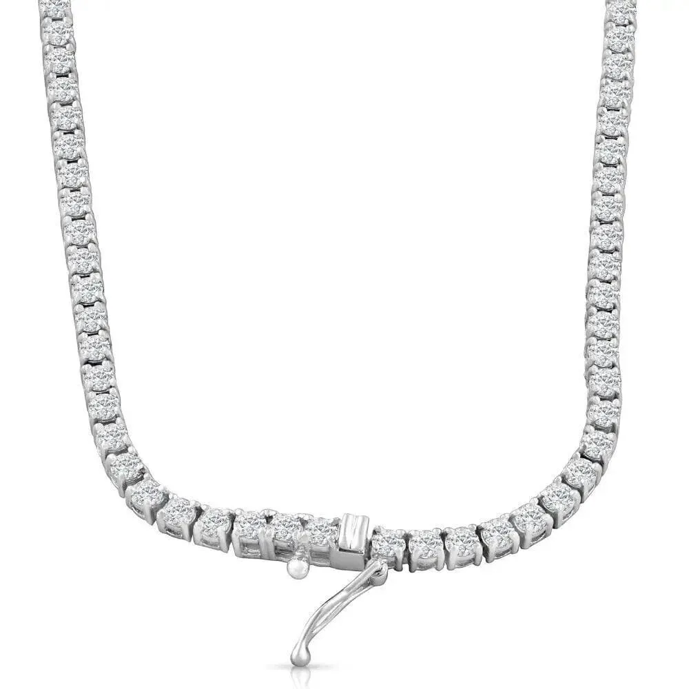 16" 20Ct Diamond Tennis Necklace 14k White Gold Lab Grown