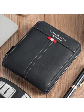 1pc New Men's Vintage Multifunctional Zipper Wallet, Fashionable Color-Blocking Card Holder For Youth And Students