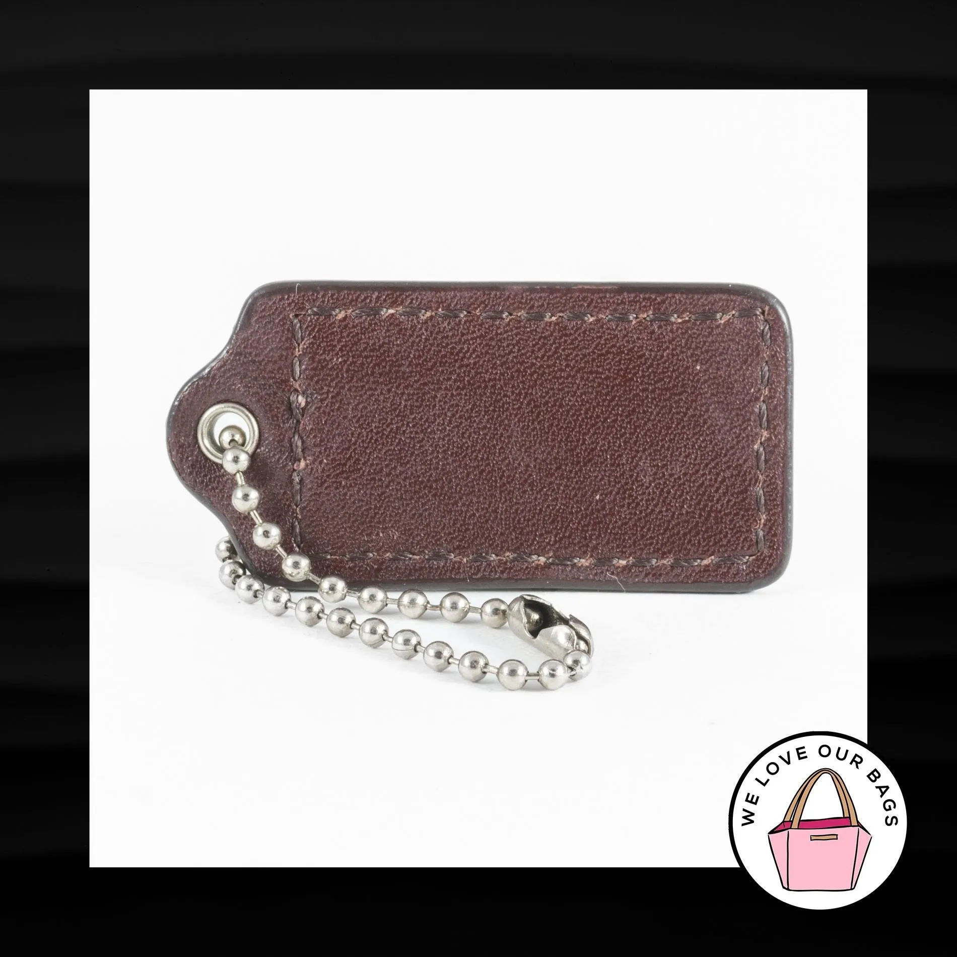 2" Medium COACH SADDLE BROWN LEATHER KEY FOB BAG CHARM KEYCHAIN HANGTAG TAG