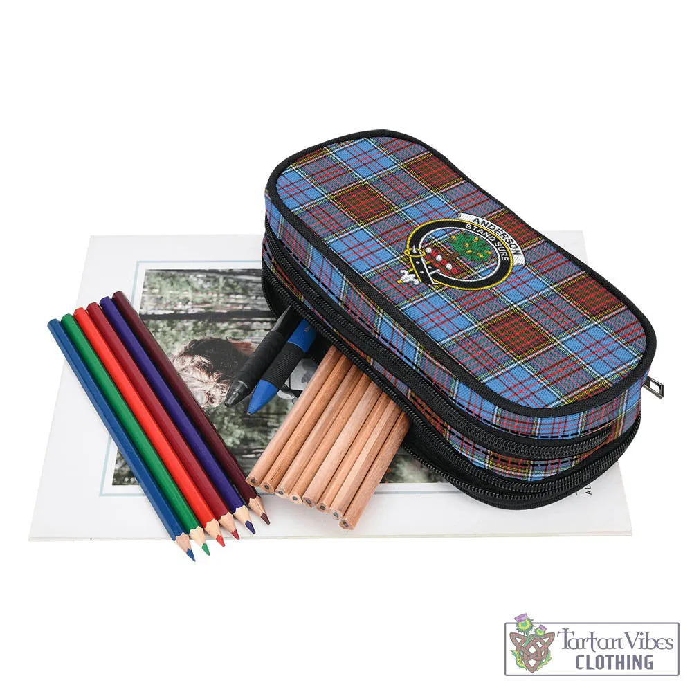 Anderson Modern Tartan Pen and Pencil Case with Family Crest