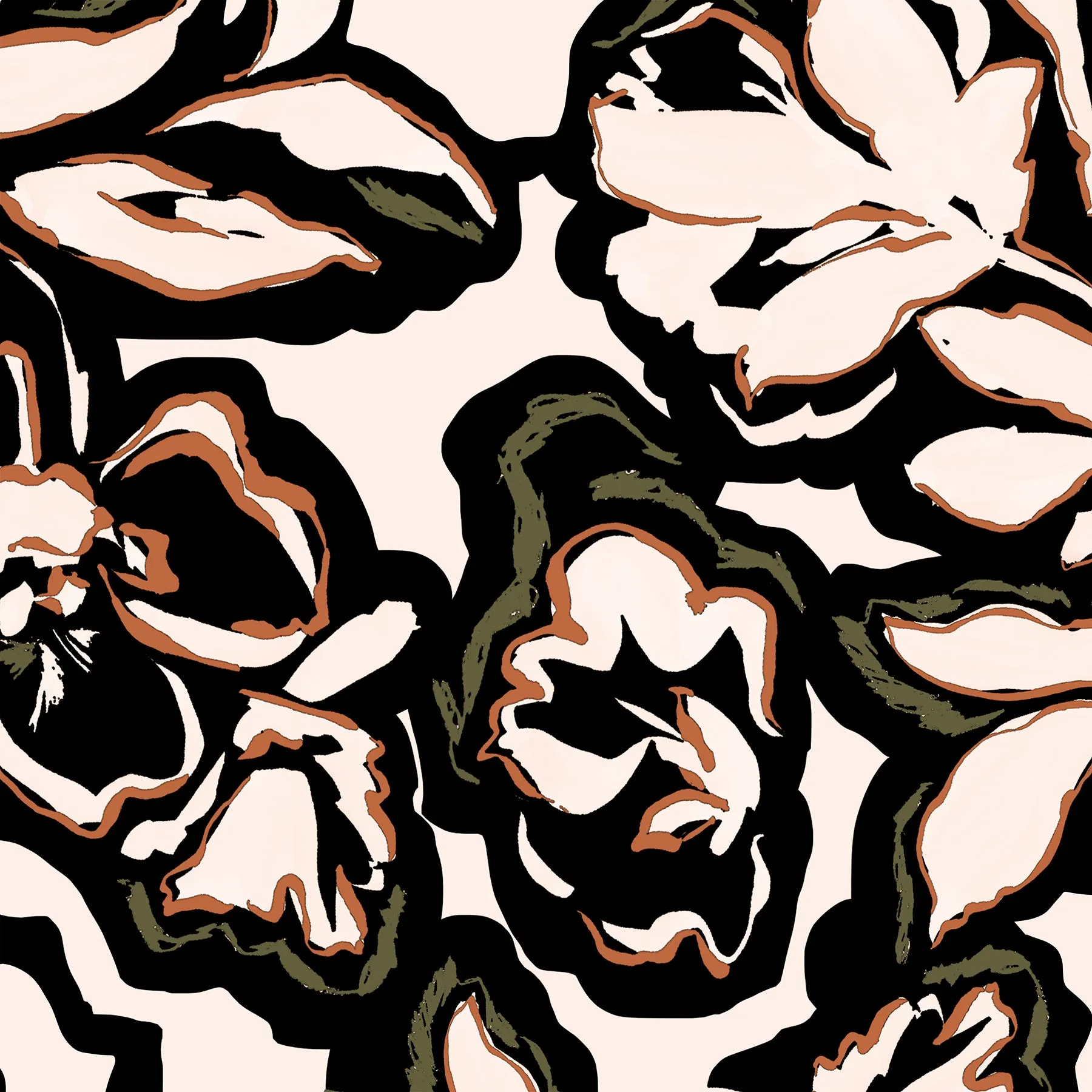 Black & Cream Floral Raglan Long Sleeve Sun Shirt