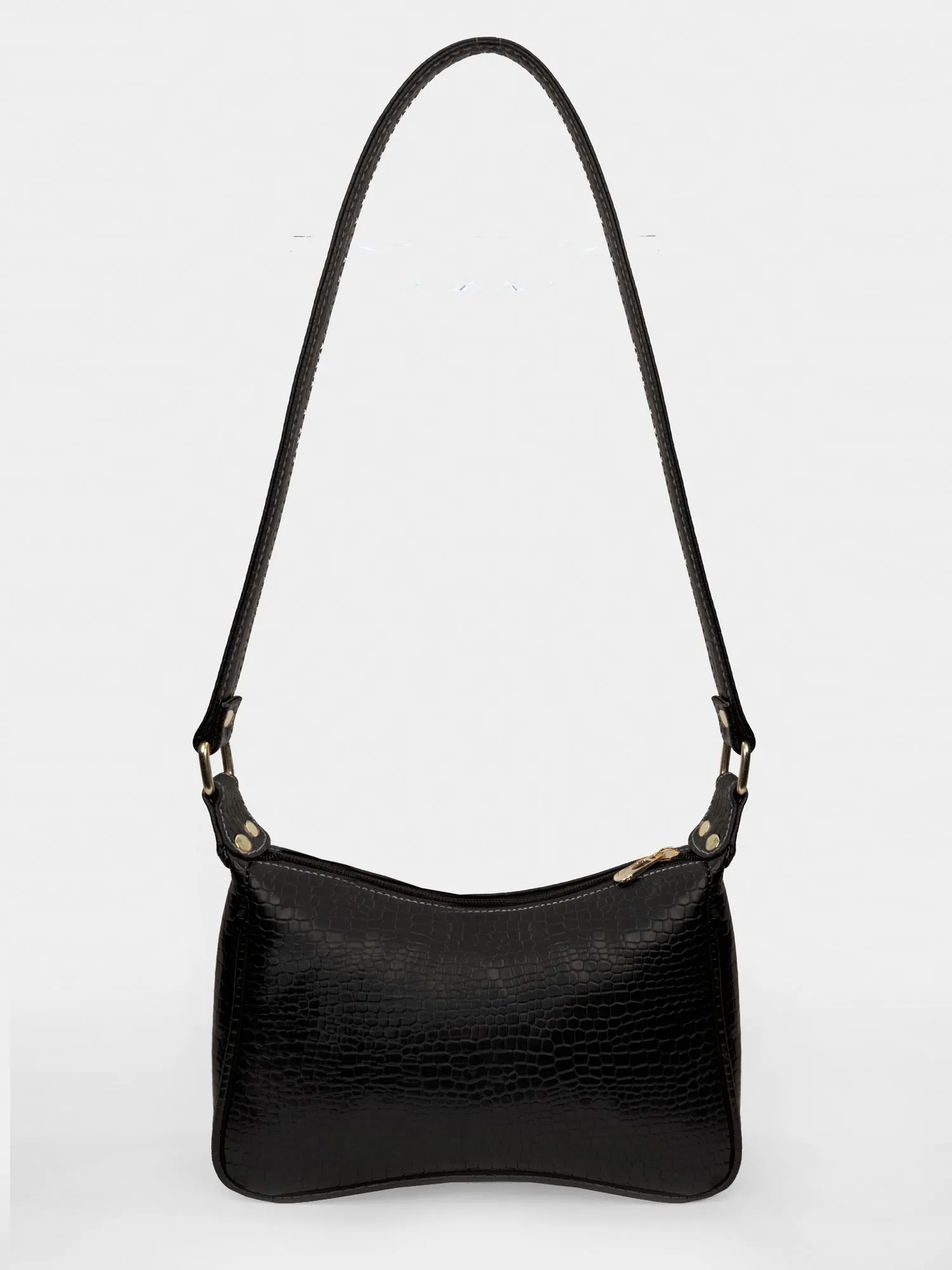 Black Retro Shoulder Baguette With Twin Pockets | Modern Myth