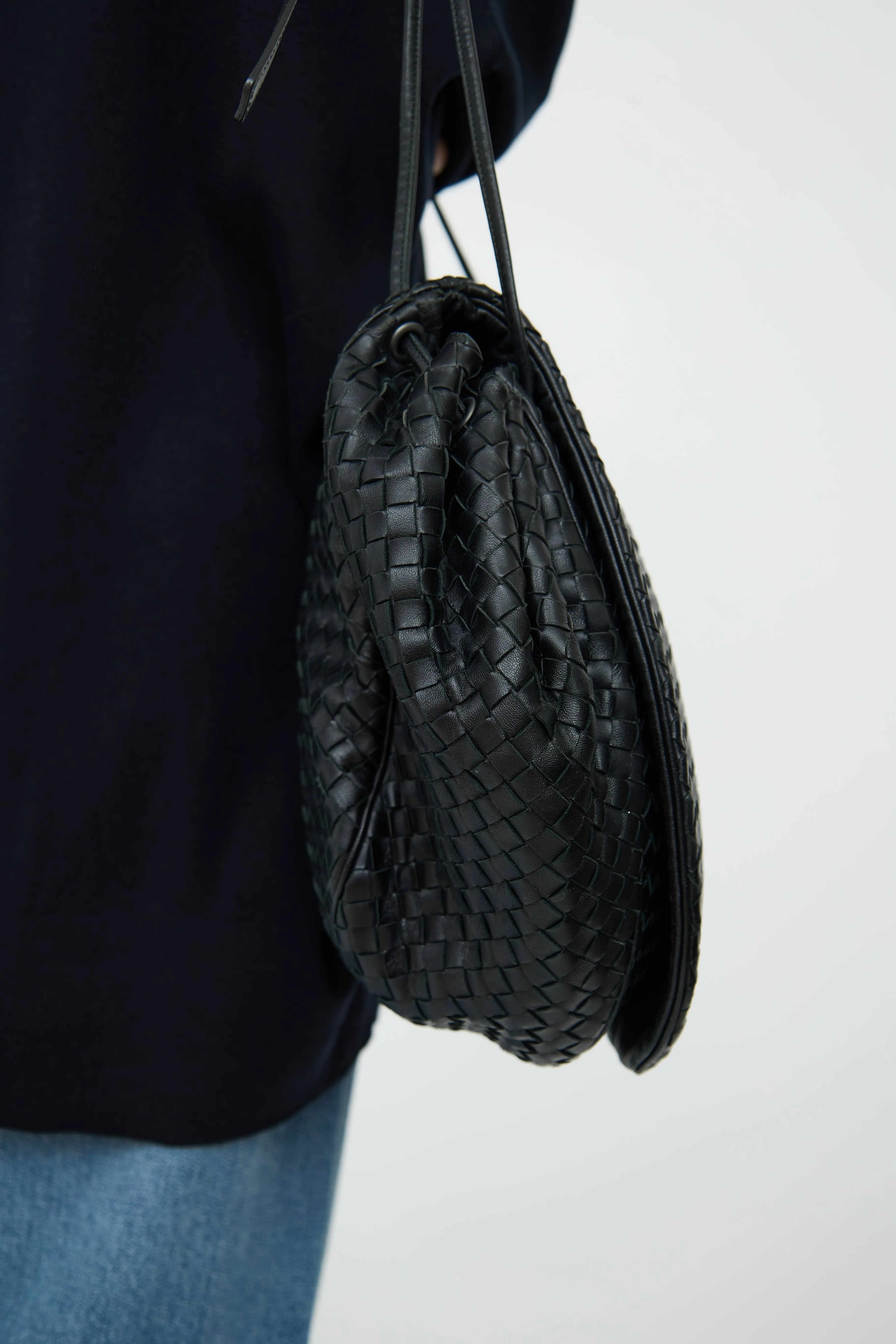 Black Woven Messenger Bag