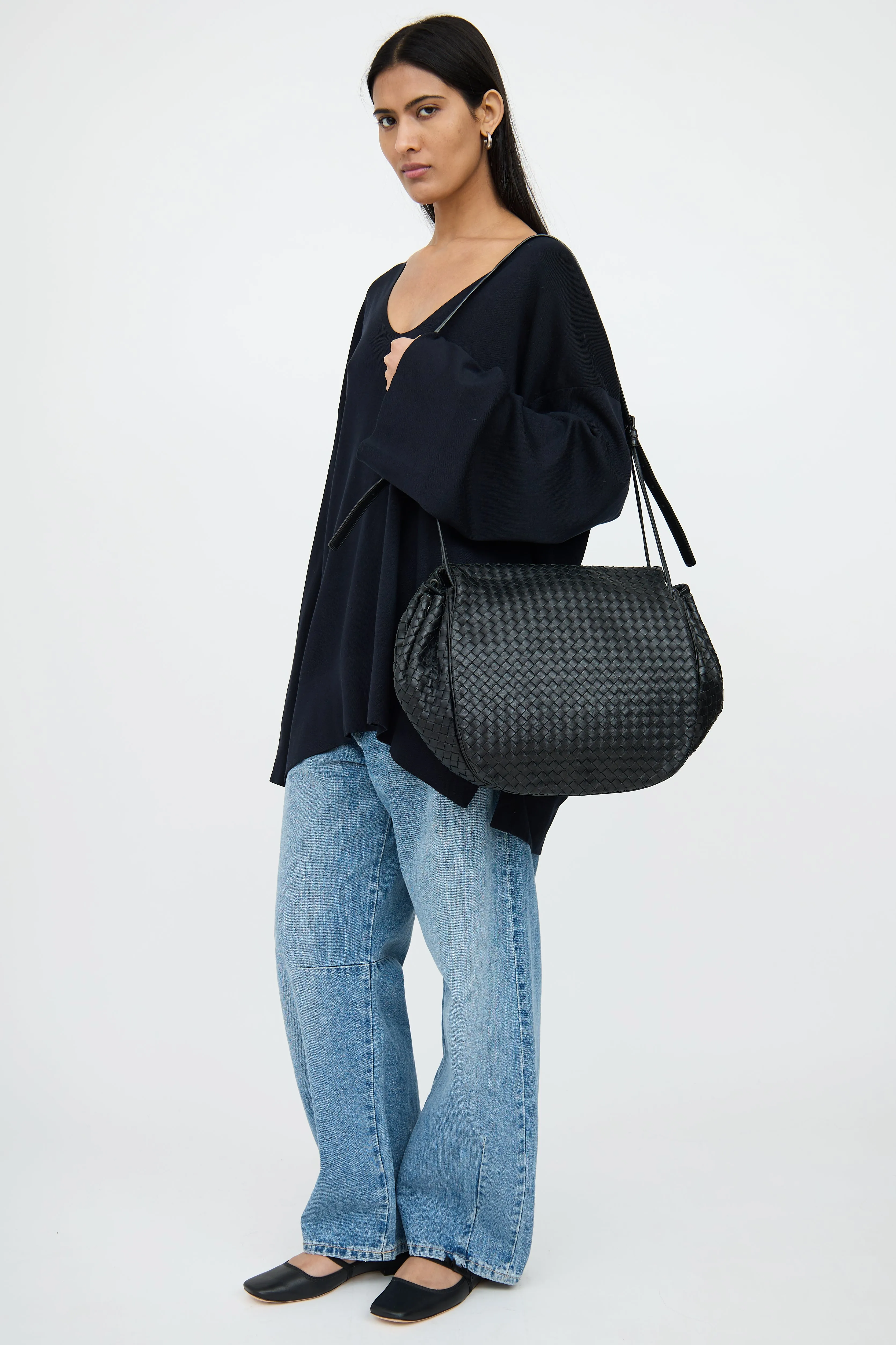 Black Woven Messenger Bag