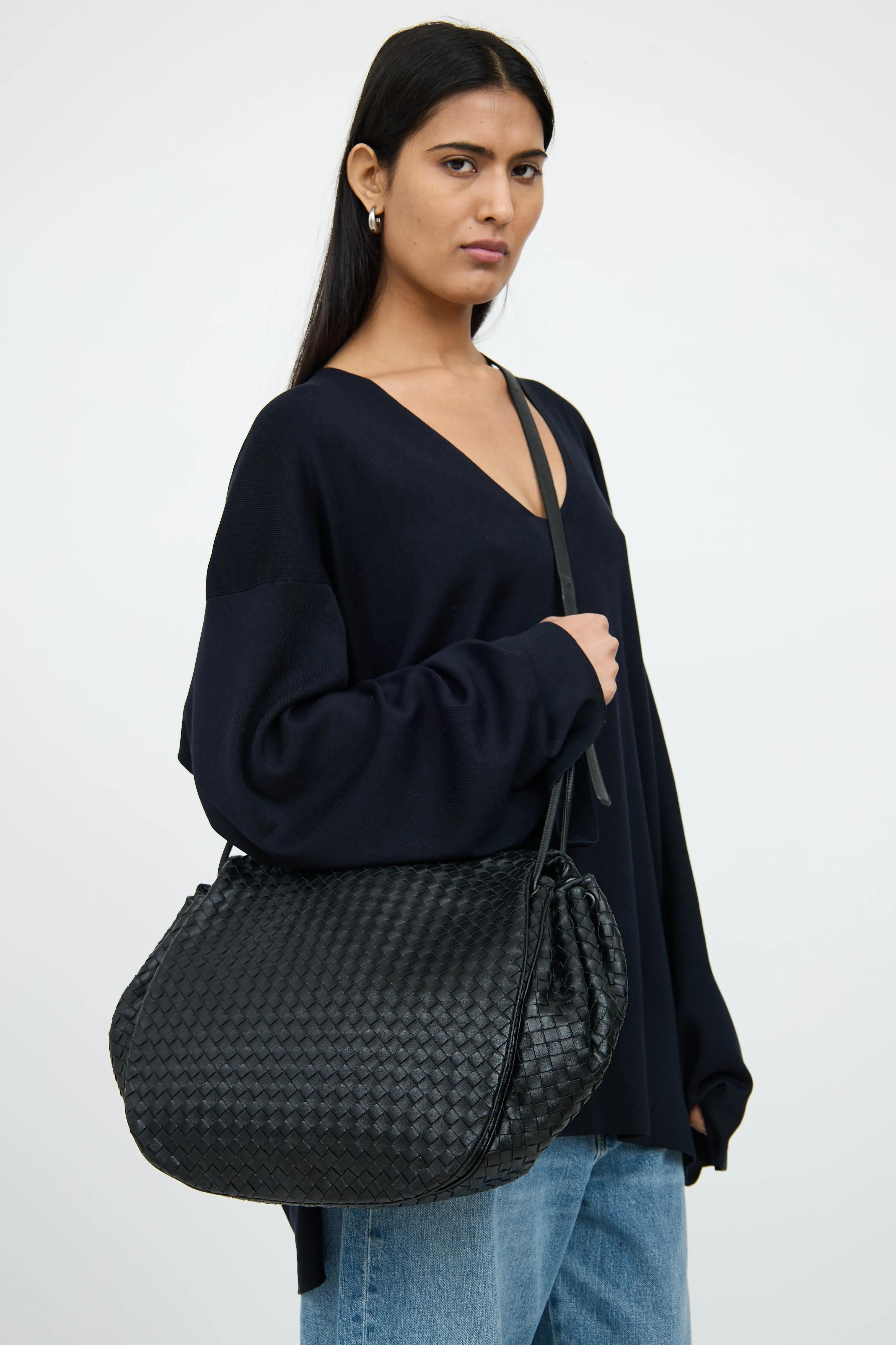 Black Woven Messenger Bag