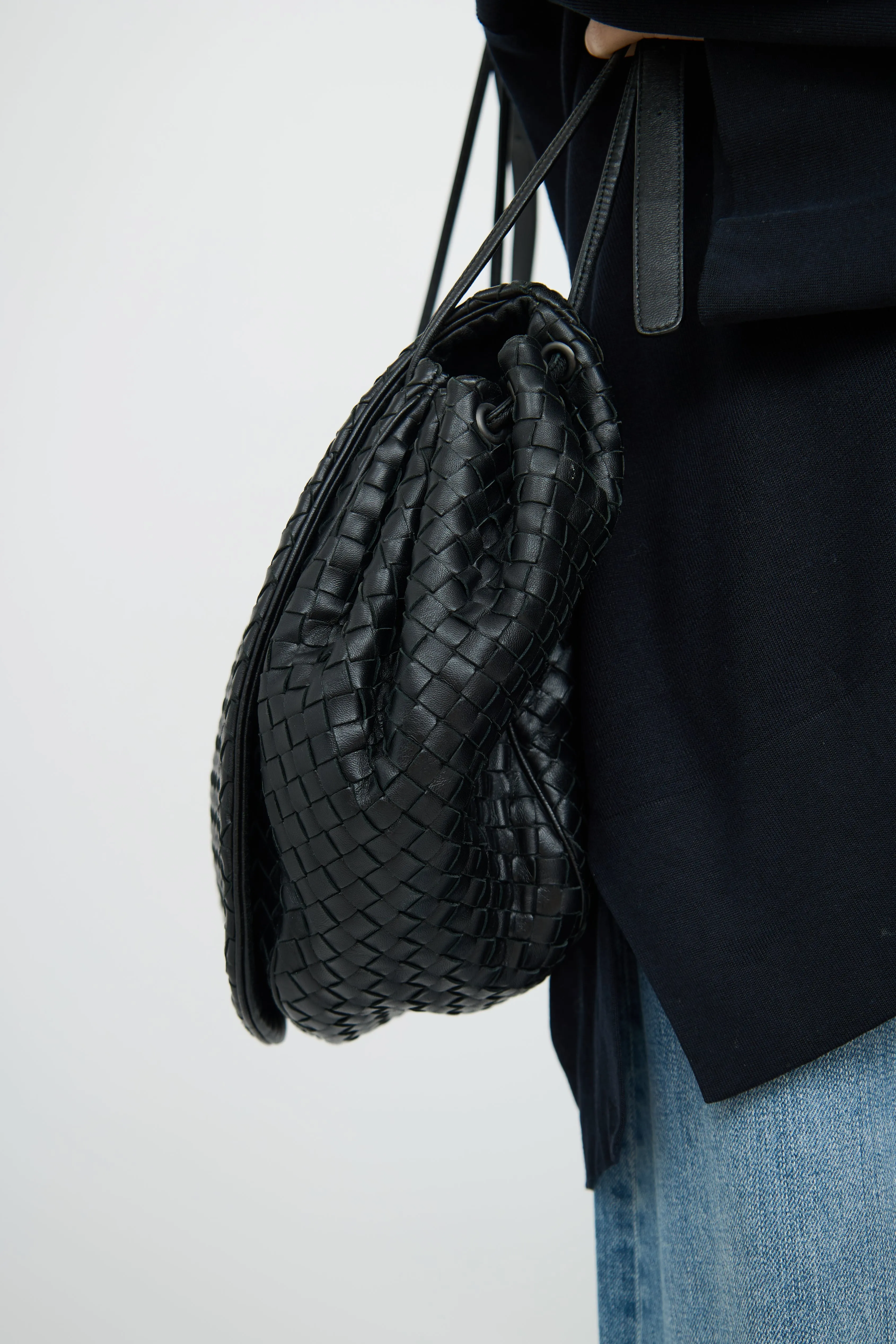Black Woven Messenger Bag