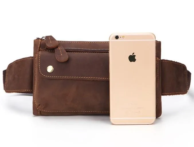 Cool and Retro Brown LEATHER MENS FANNY PACK FOR MEN BUMBAG Vintage WAIST BAGS