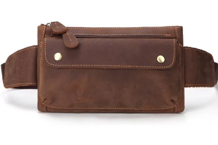 Cool and Retro Brown LEATHER MENS FANNY PACK FOR MEN BUMBAG Vintage WAIST BAGS