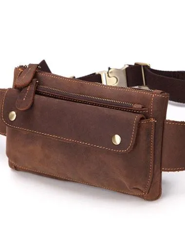 Cool and Retro Brown LEATHER MENS FANNY PACK FOR MEN BUMBAG Vintage WAIST BAGS