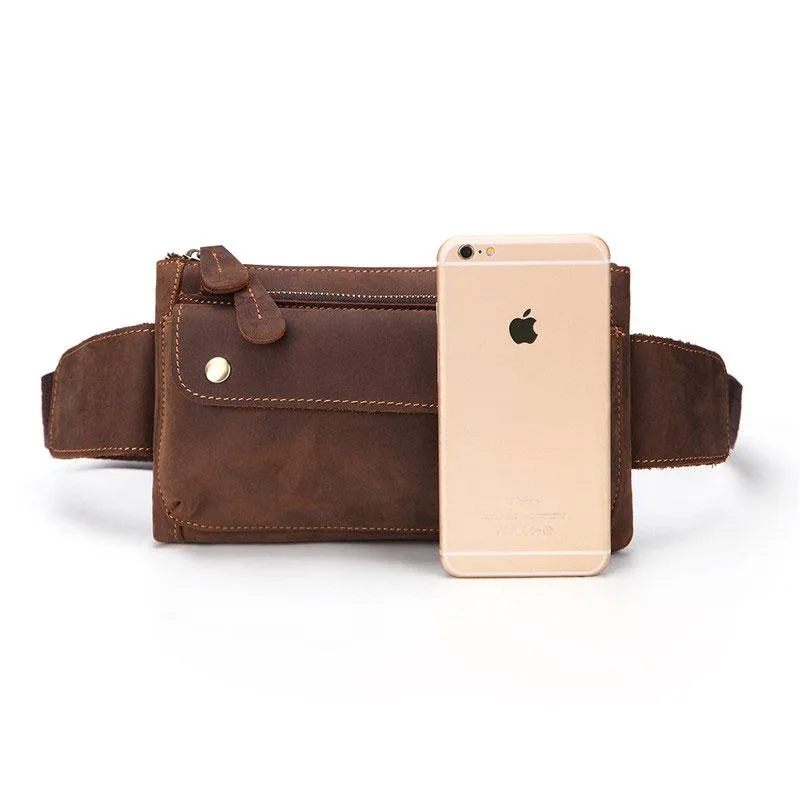 Cool and Retro Brown LEATHER MENS FANNY PACK FOR MEN BUMBAG Vintage WAIST BAGS