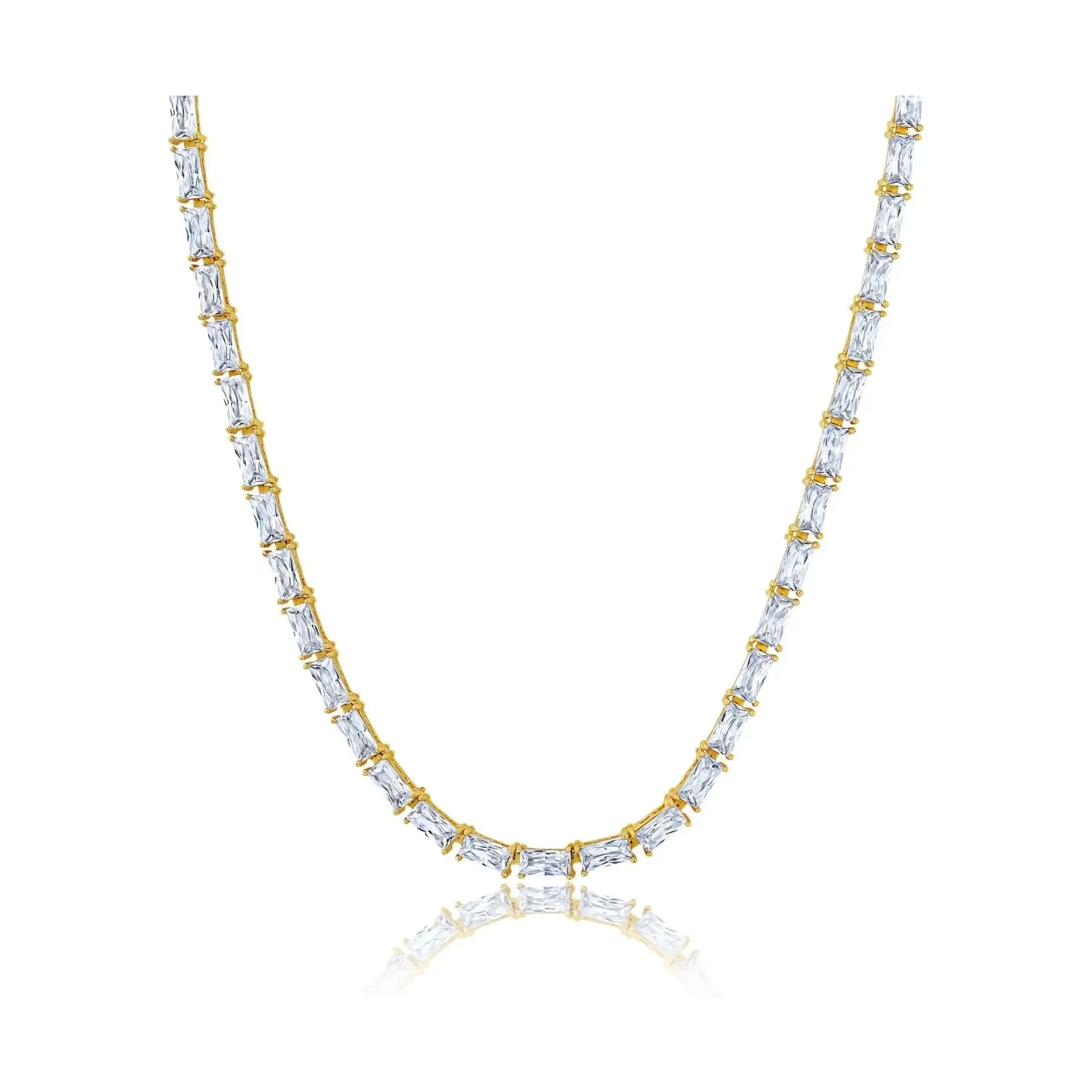 CRISLU Baguette Cut Tennis Necklace