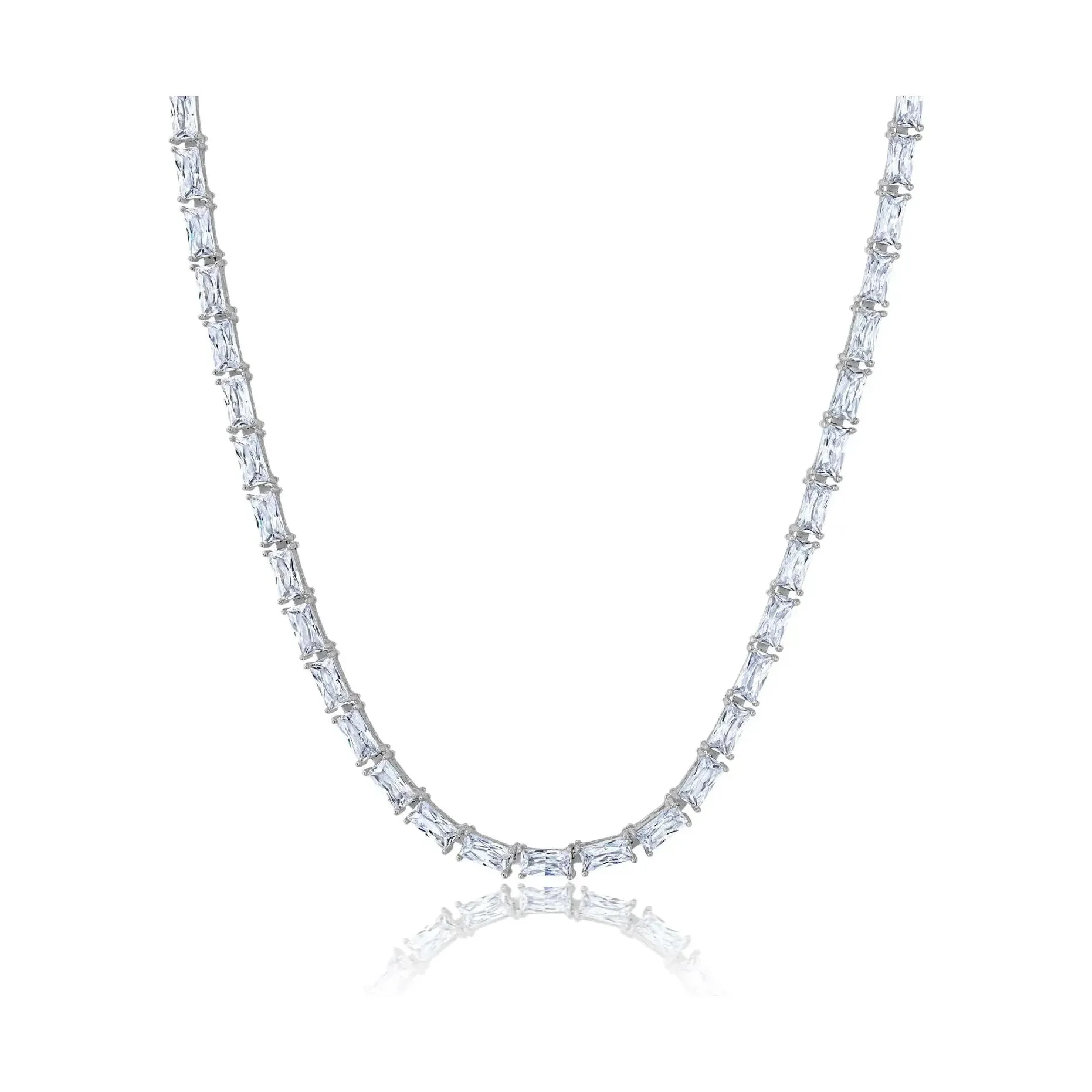 CRISLU Baguette Cut Tennis Necklace