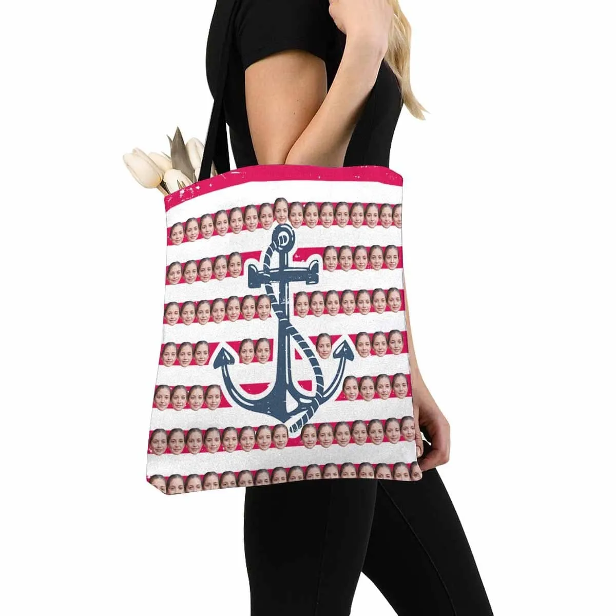 Custom Face Anchor Canvas Tote Bag