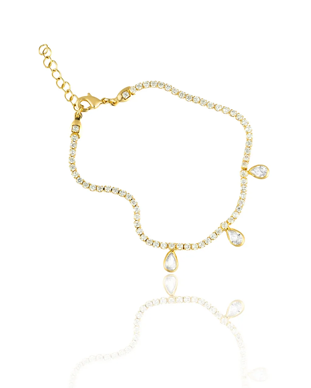Dainty Tennis Necklace With Tear Drop CZ Stones (G180)