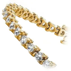 Diamond Tennis Bracelet 6.00 CT Round Cut 14k Yellow Gold 100% Natural H/SI