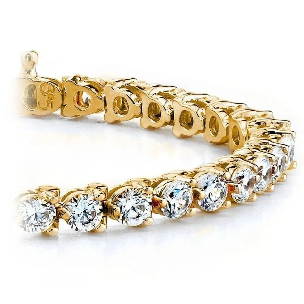 Diamond Tennis Bracelet 6.00 CT Round Cut 14k Yellow Gold 100% Natural H/SI
