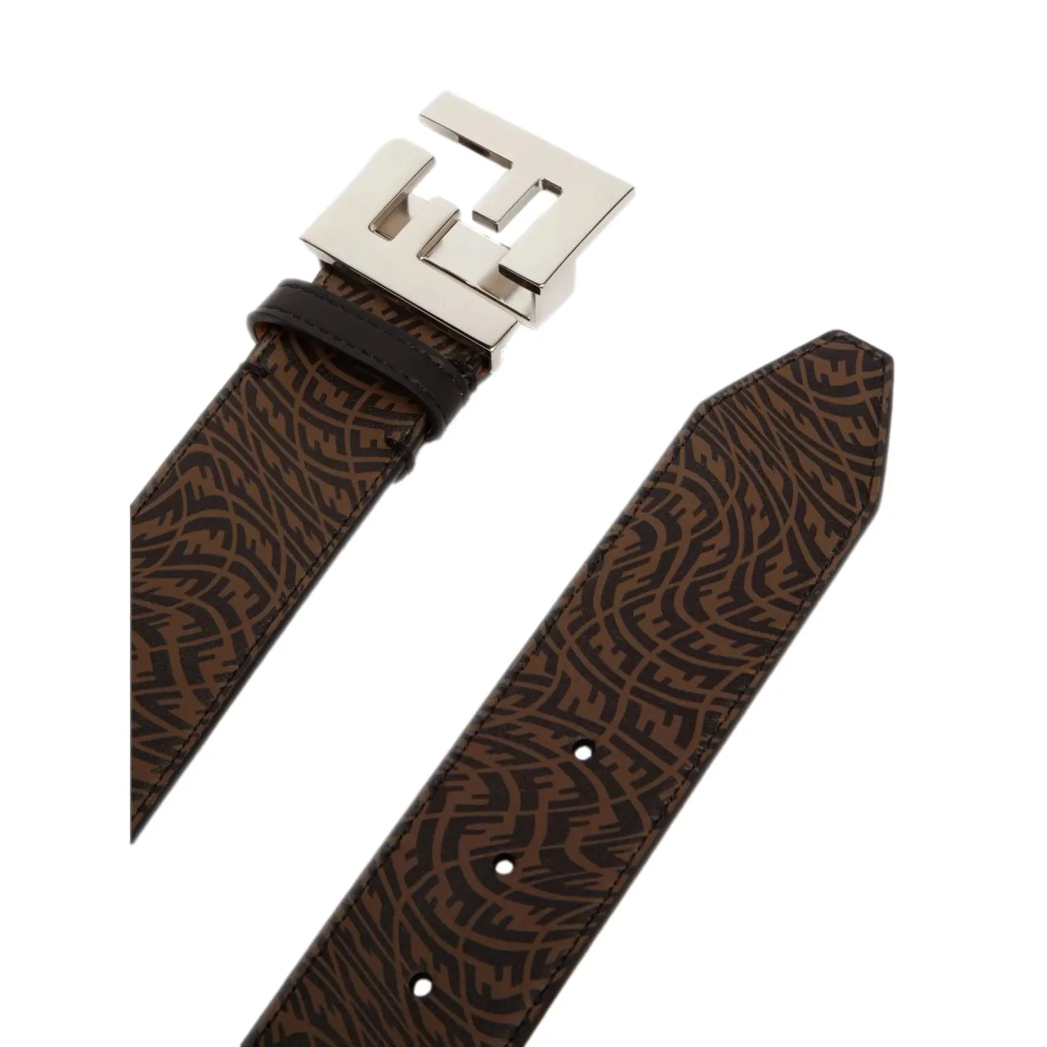 Fendi x Sarah Coleman FF Vertigo Brown Leather Belt 90/36 7C0403