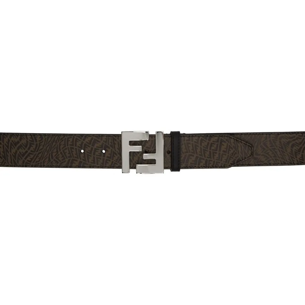 Fendi x Sarah Coleman FF Vertigo Brown Leather Belt 90/36 7C0403