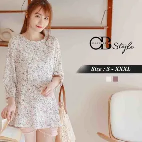 FLORAL LONGLINE CHIFFON TOP