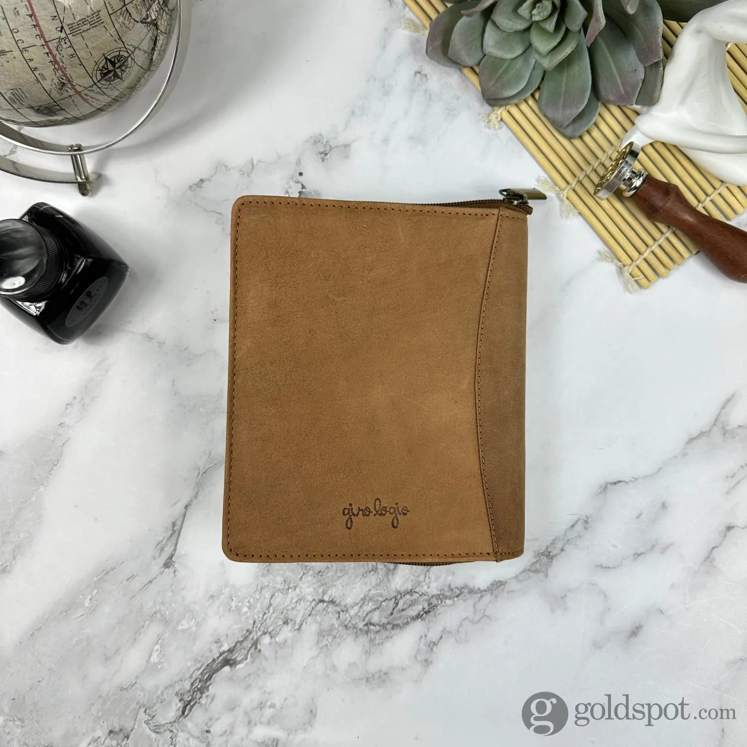 Girologio 12 Zippered Pen Case in Saddle Tan