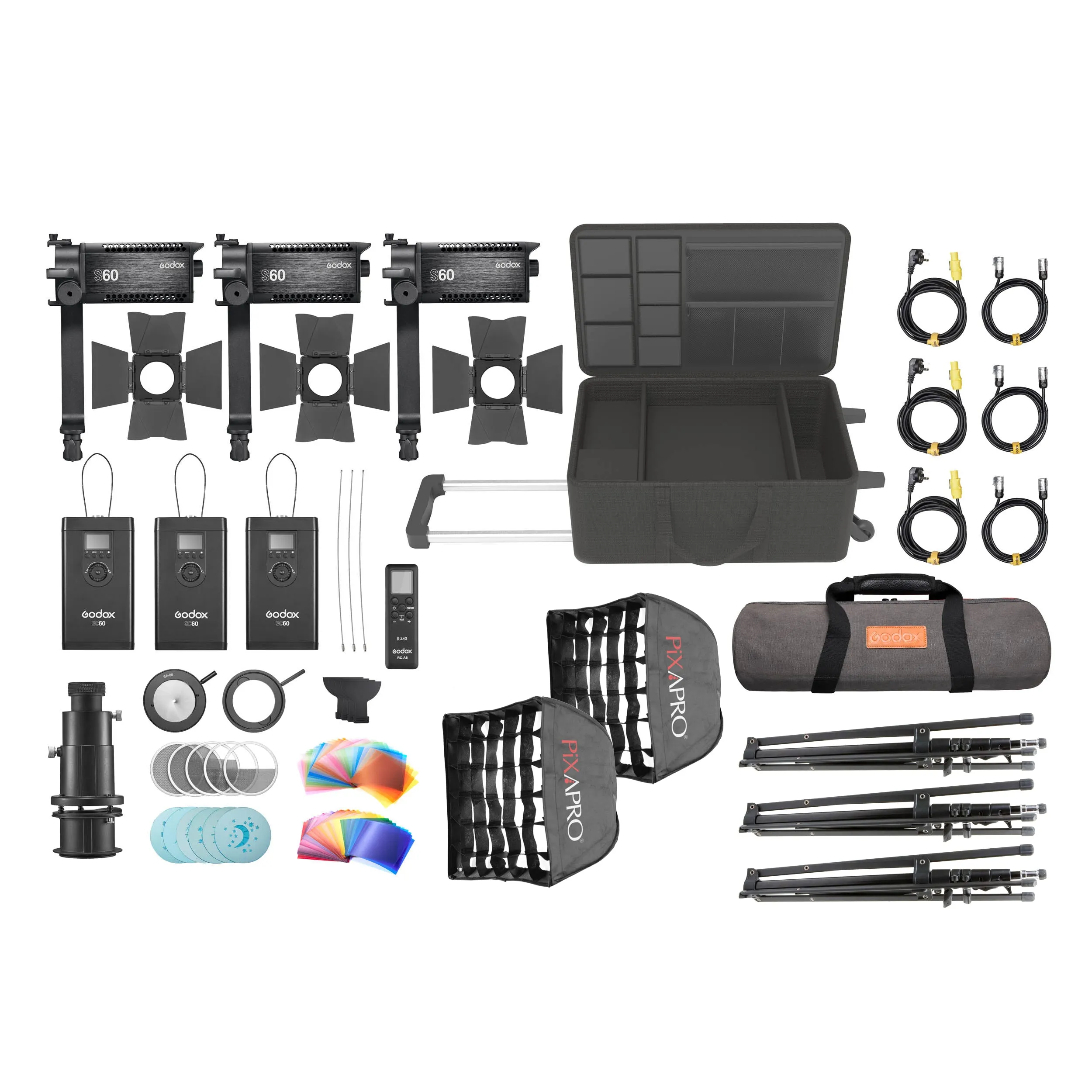 Godox S60Bi Three Head Complete LED Lighting Kit