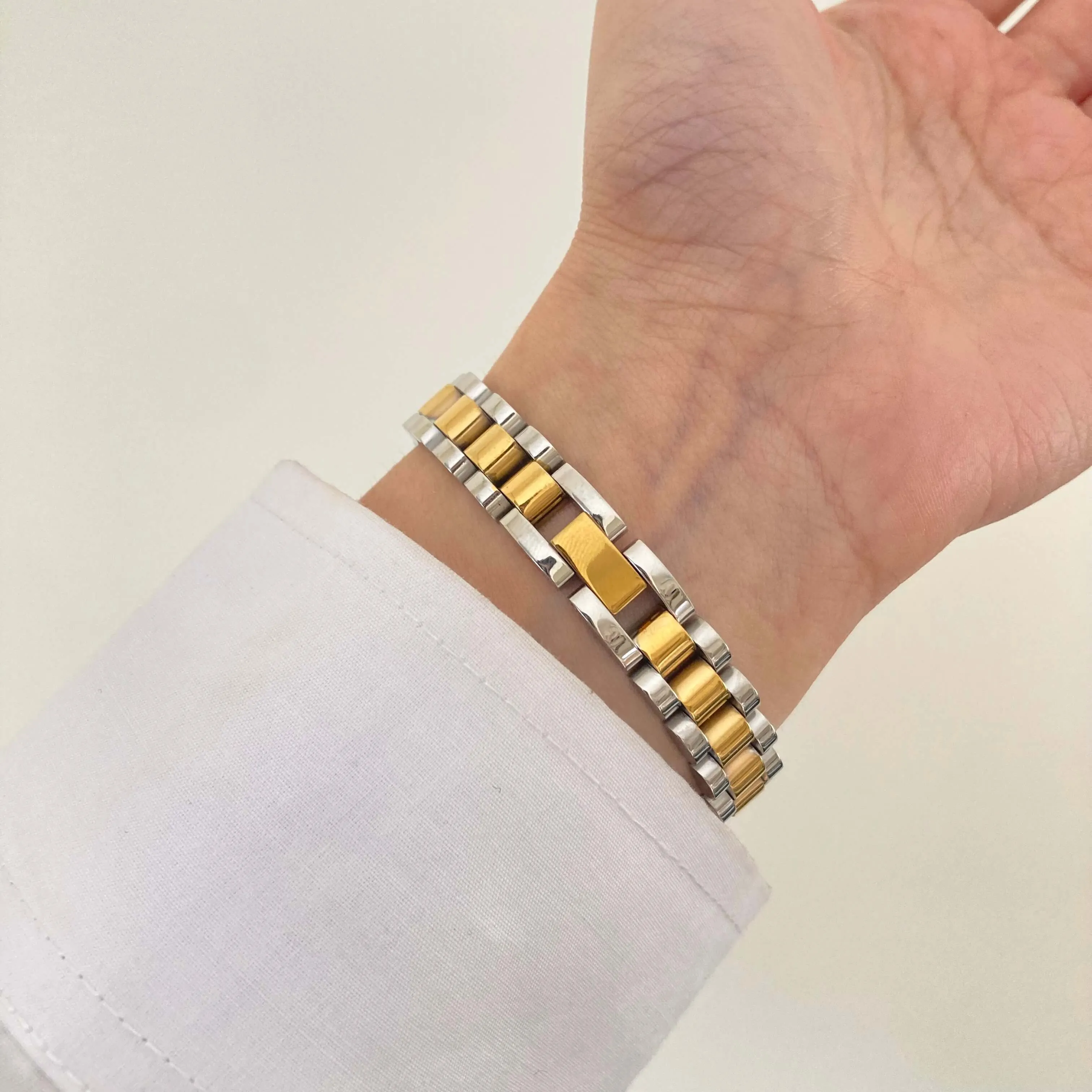 Gold&Silver Watch Strap Bracelet
