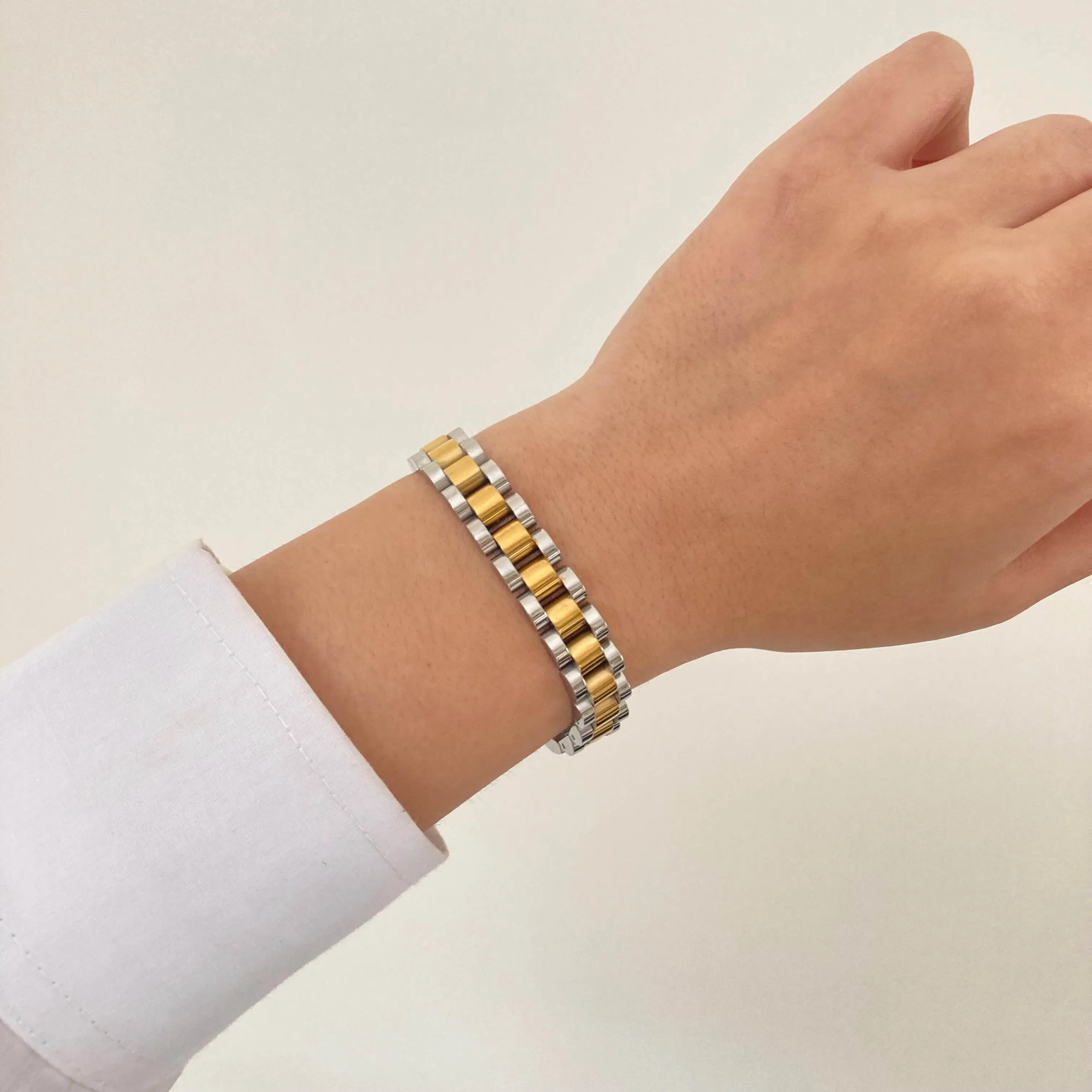 Gold&Silver Watch Strap Bracelet