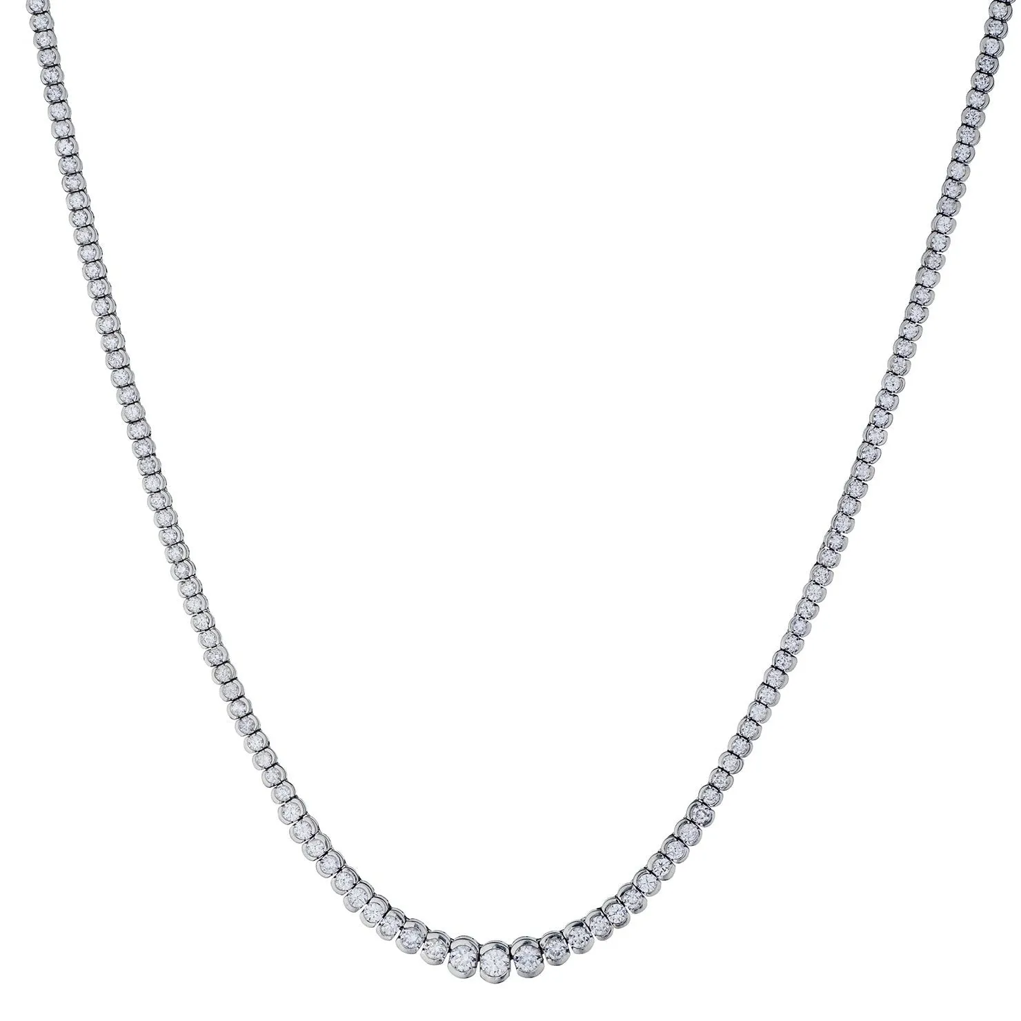HALF BEZEL SET DIAMOND TENNIS NECKLACE