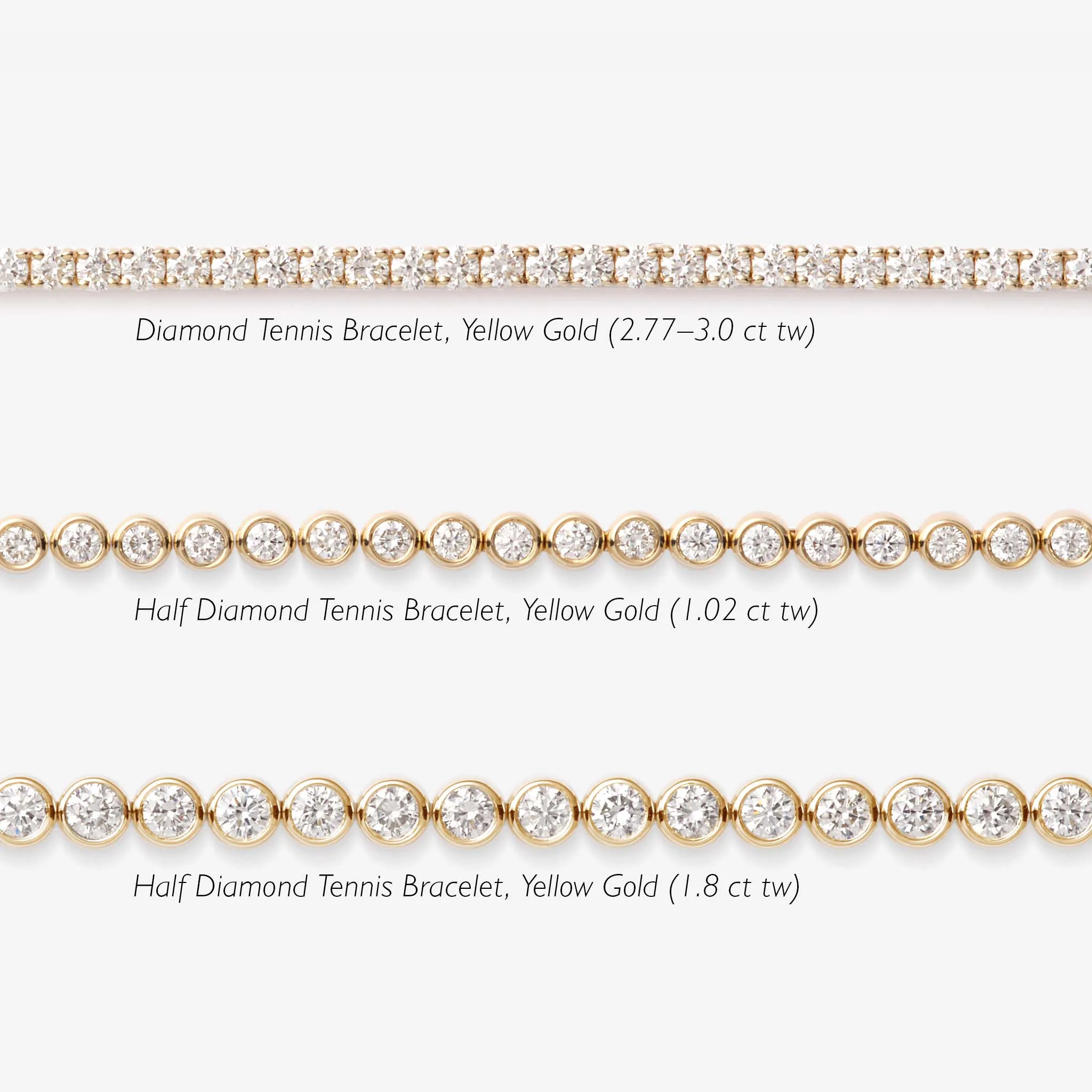 Half Diamond Tennis Bracelet 14k Yellow Gold (1.02 ct tw)