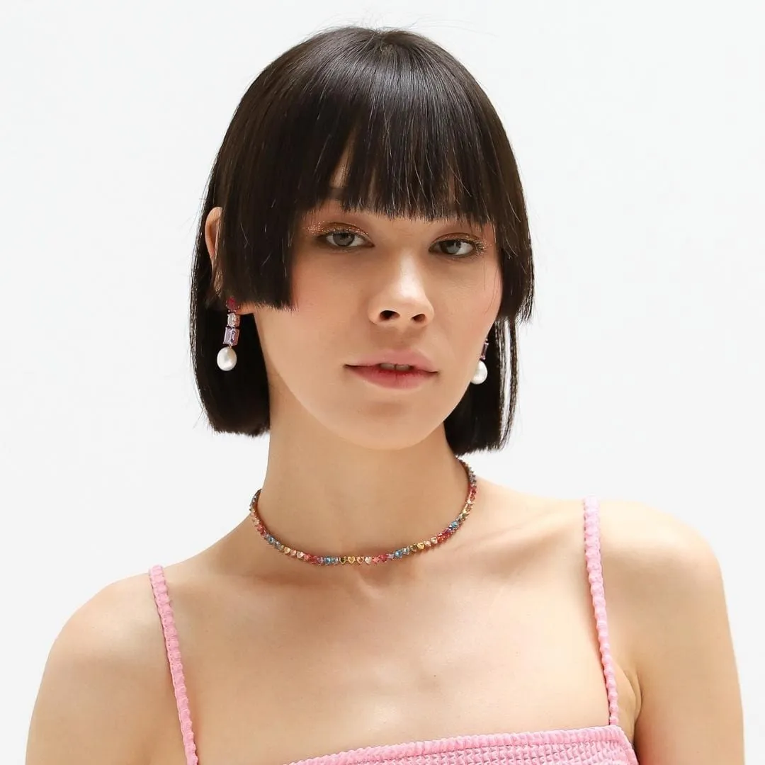 Heart Shaped Rainbow Tennis Necklace