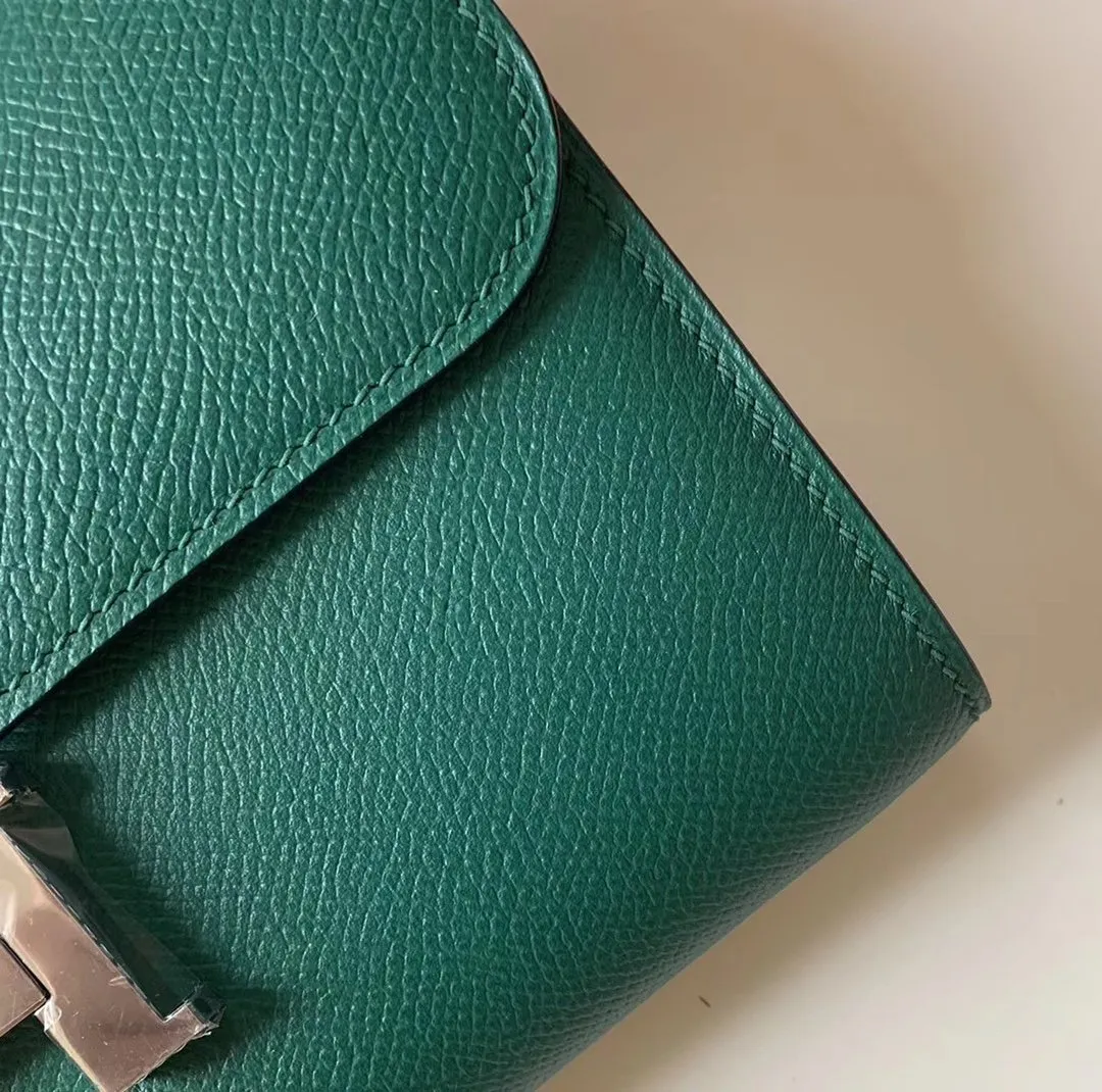 HM Constance Epsom Long To Go Wallet Green For Women, Wallet 8.1in/21cm