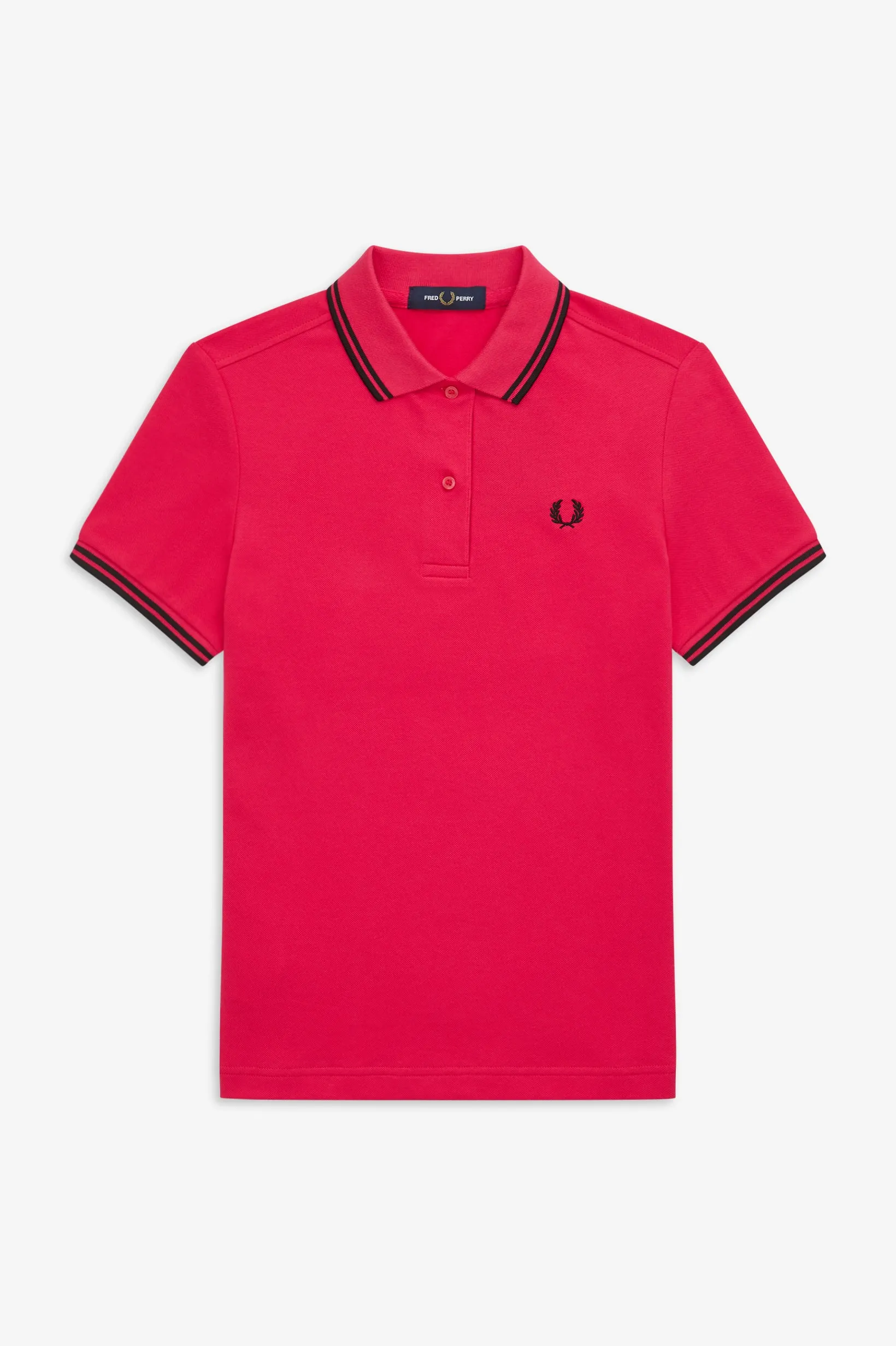 Ladies Twin Tipped Fred Perry Shirt (Love Potion/ Black)