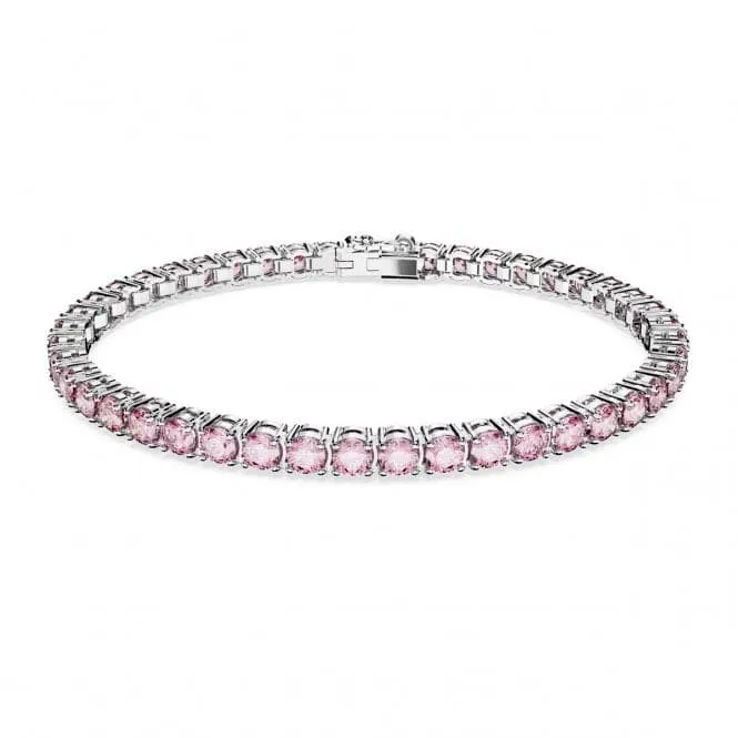 Matrix Rhodium Plated Pink Round Cut Bracelet