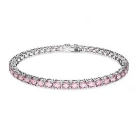 Matrix Rhodium Plated Pink Round Cut Bracelet