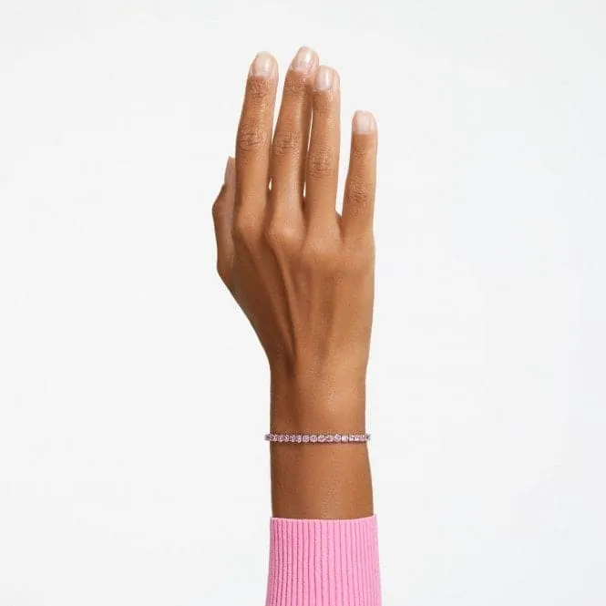 Matrix Rhodium Plated Pink Round Cut Bracelet