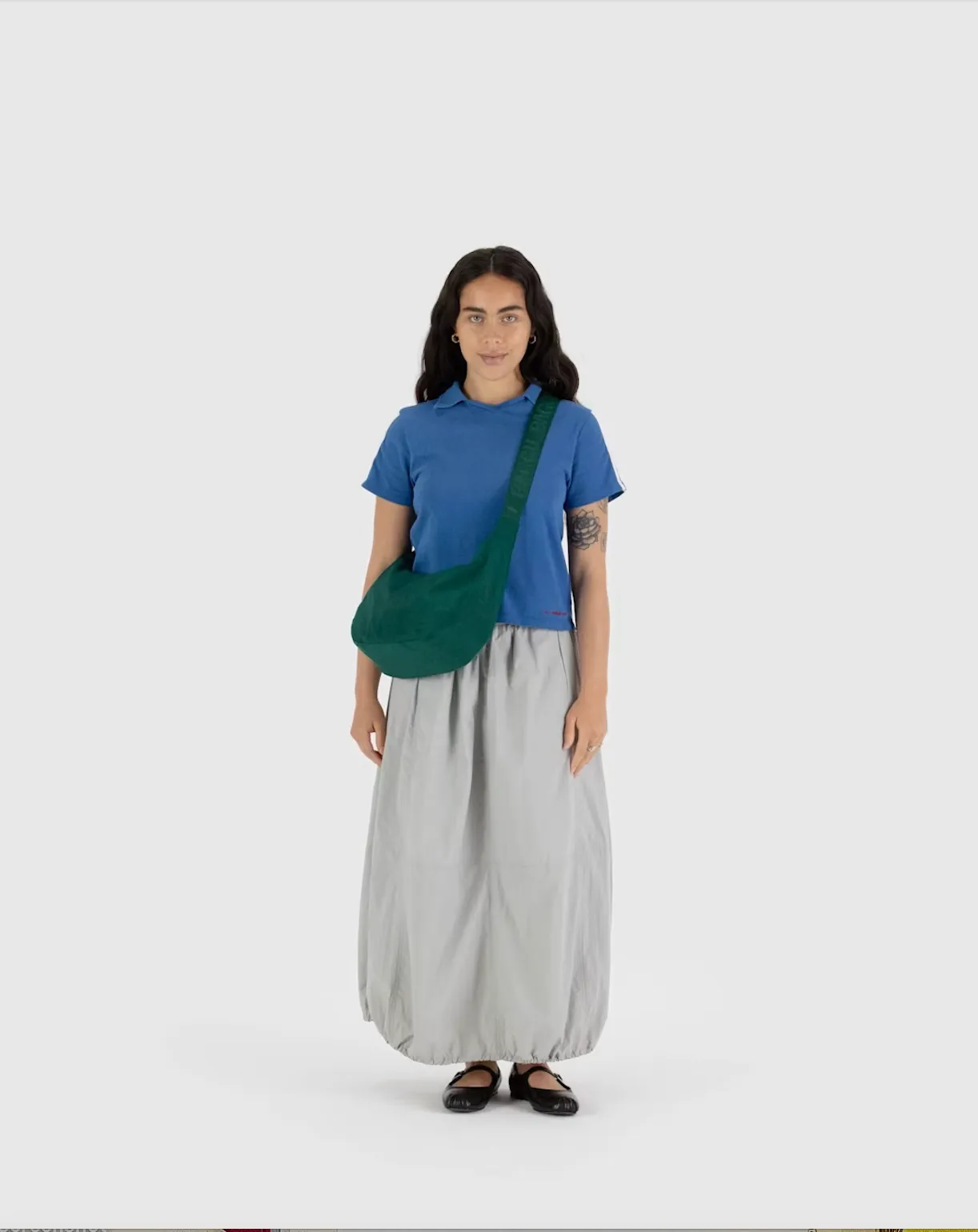 Medium Nylon Baggu Crescent Bag - Cypress
