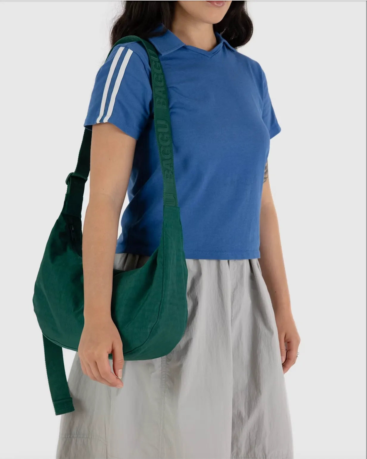 Medium Nylon Baggu Crescent Bag - Cypress