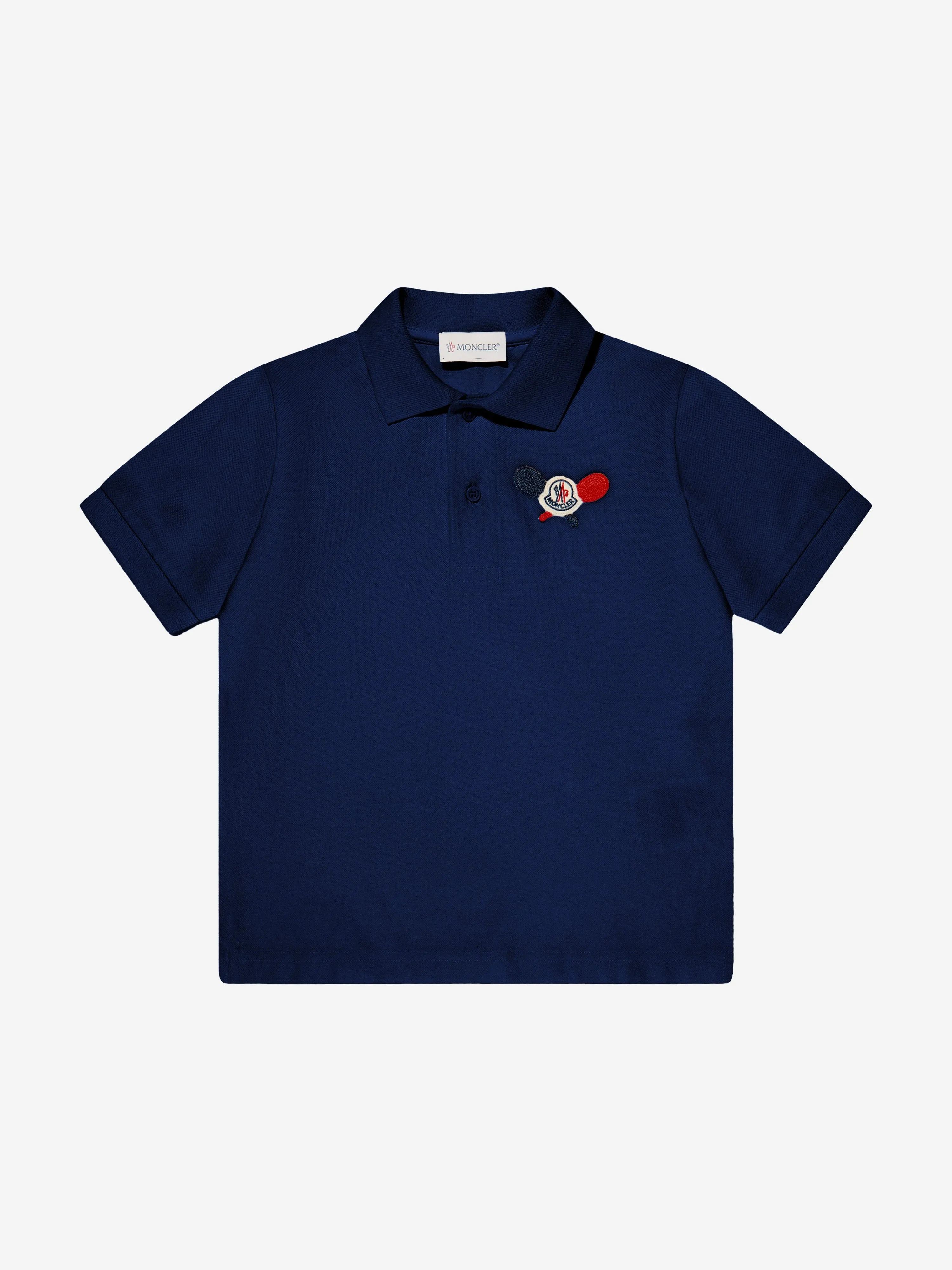 Moncler Enfant Boys Tennis Logo Polo Shirt in Navy