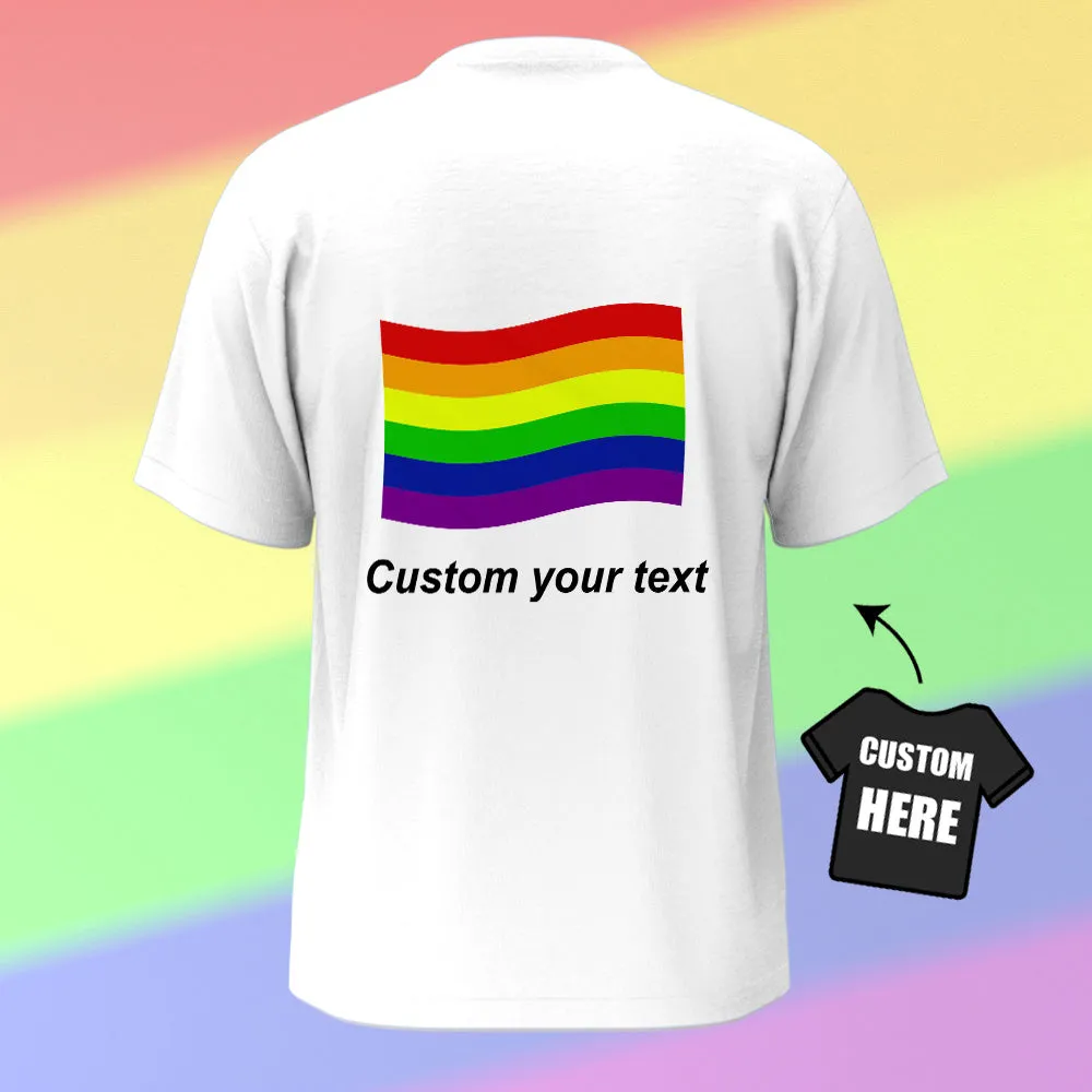 Personalised Gay Pride T-Shirt LGBTQ Rainbow Flag Shirt Gift for Pride Month