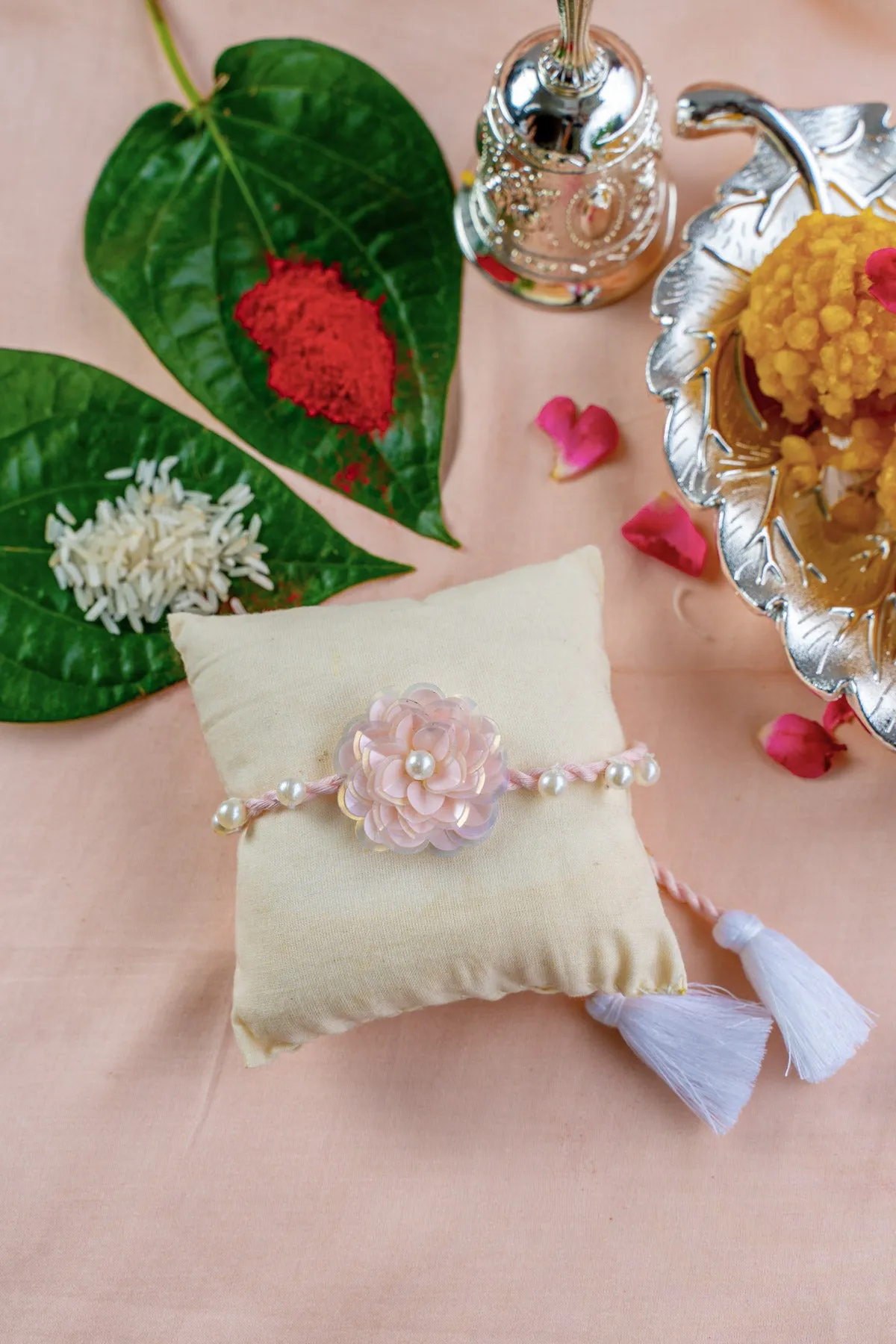 Primrose Flower Embroidered Rakhi