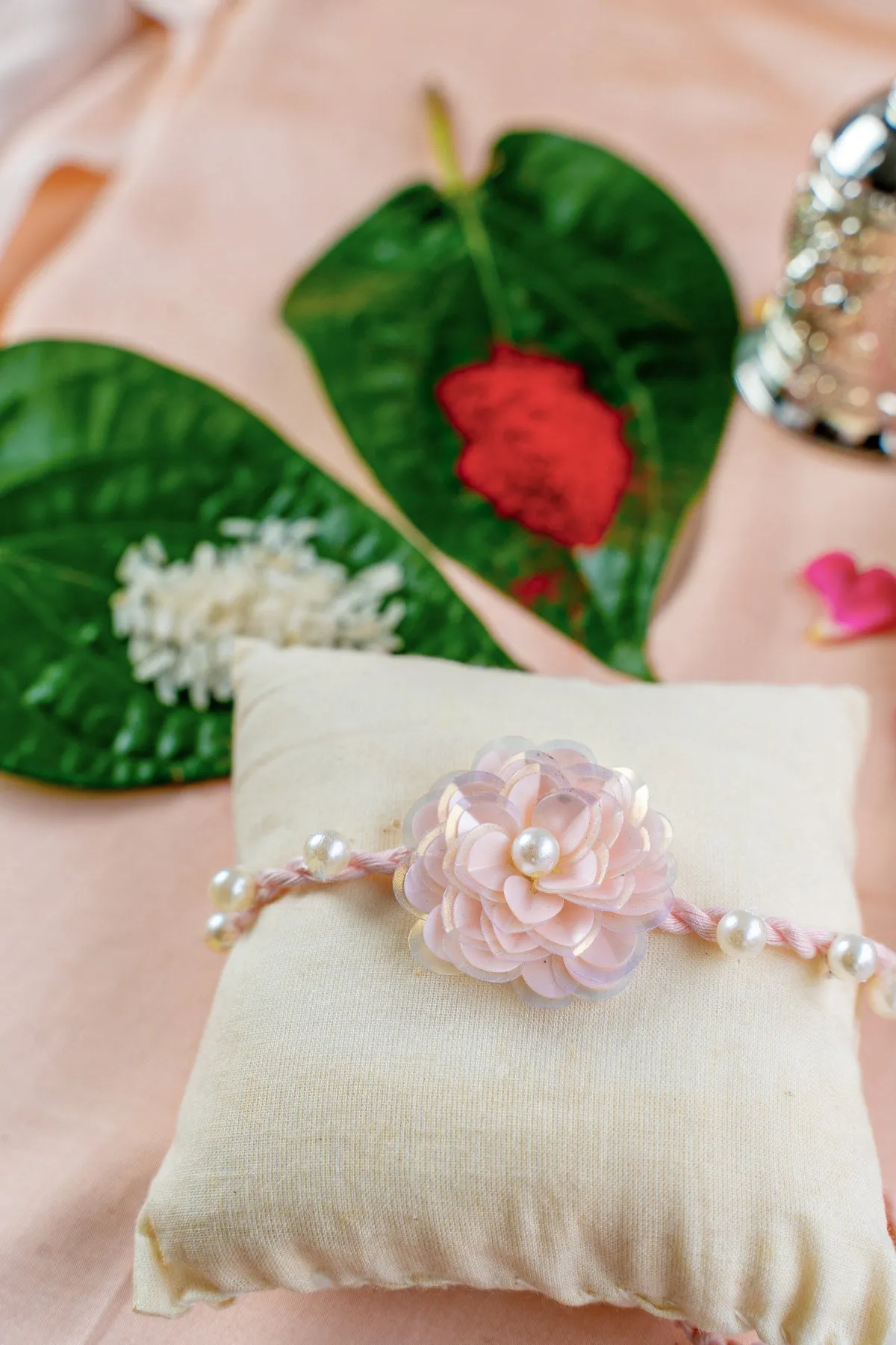Primrose Flower Embroidered Rakhi