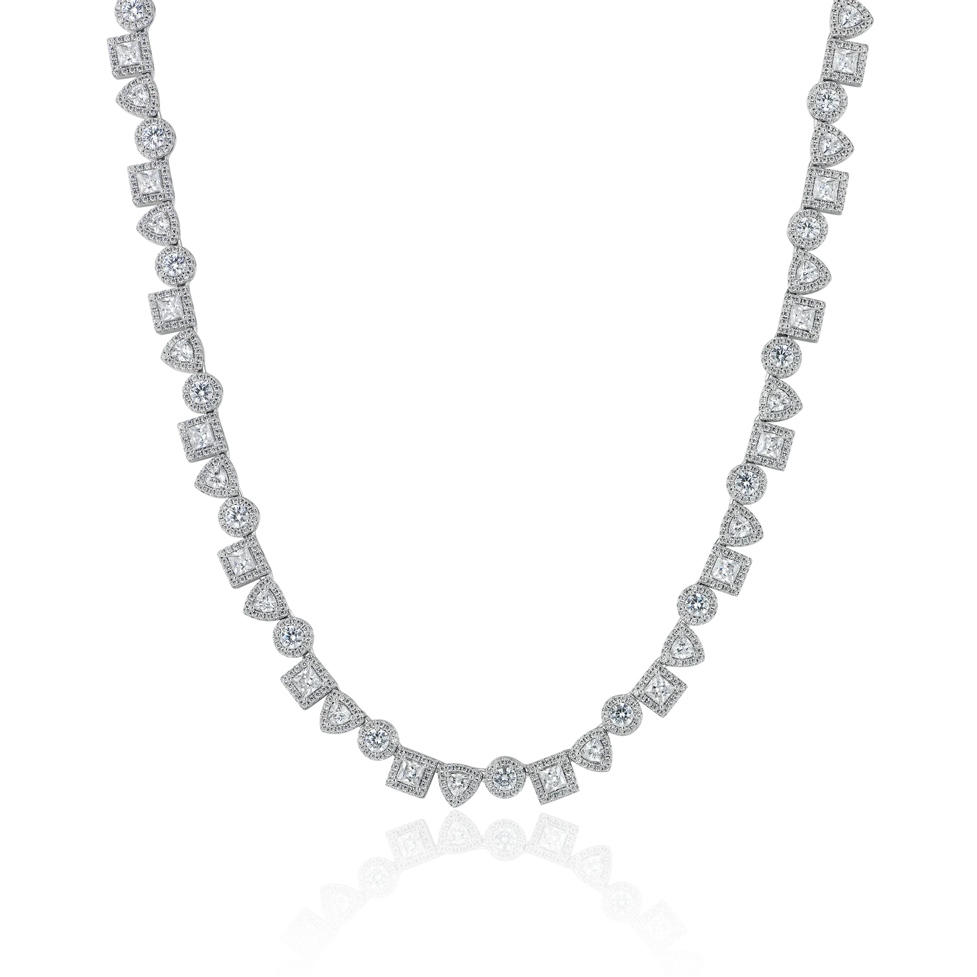 Princess Cut Mix Clustered Tennis Chain - 7mm