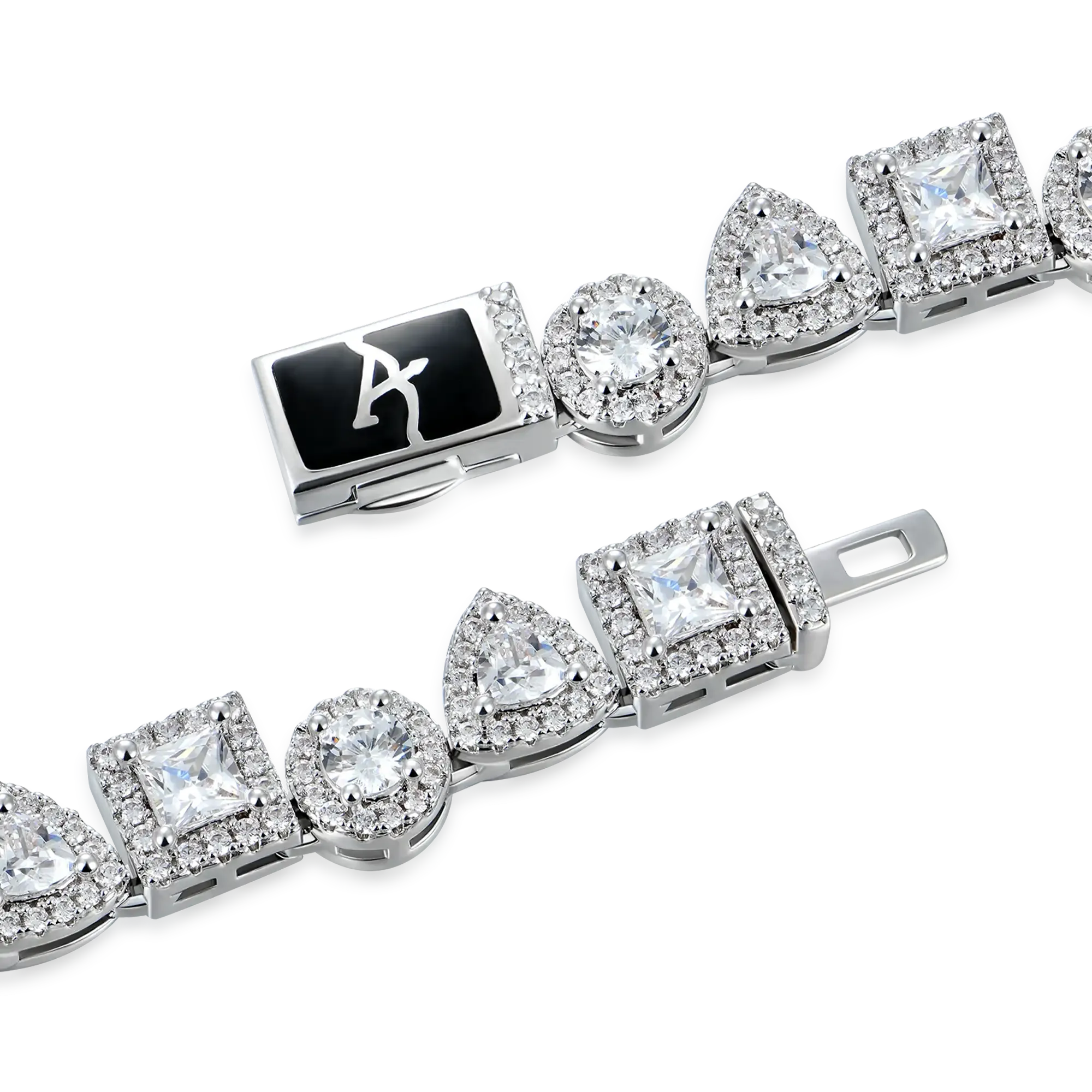 Princess Cut Mix Clustered Tennis Chain - 7mm