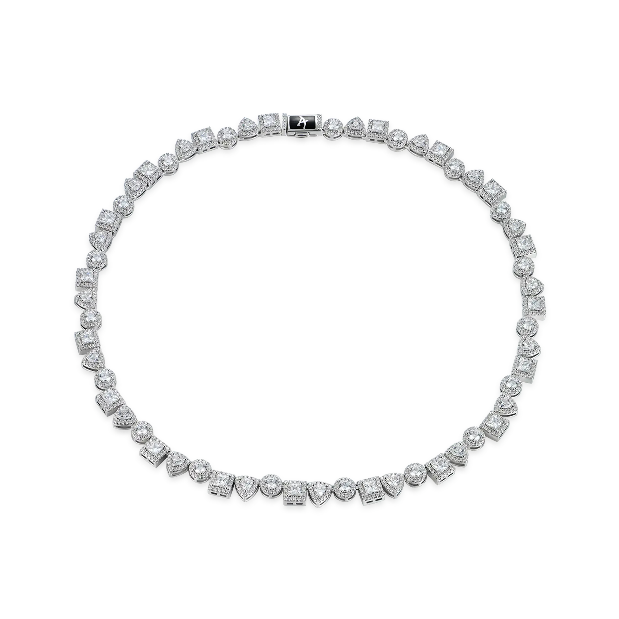 Princess Cut Mix Clustered Tennis Chain - 7mm